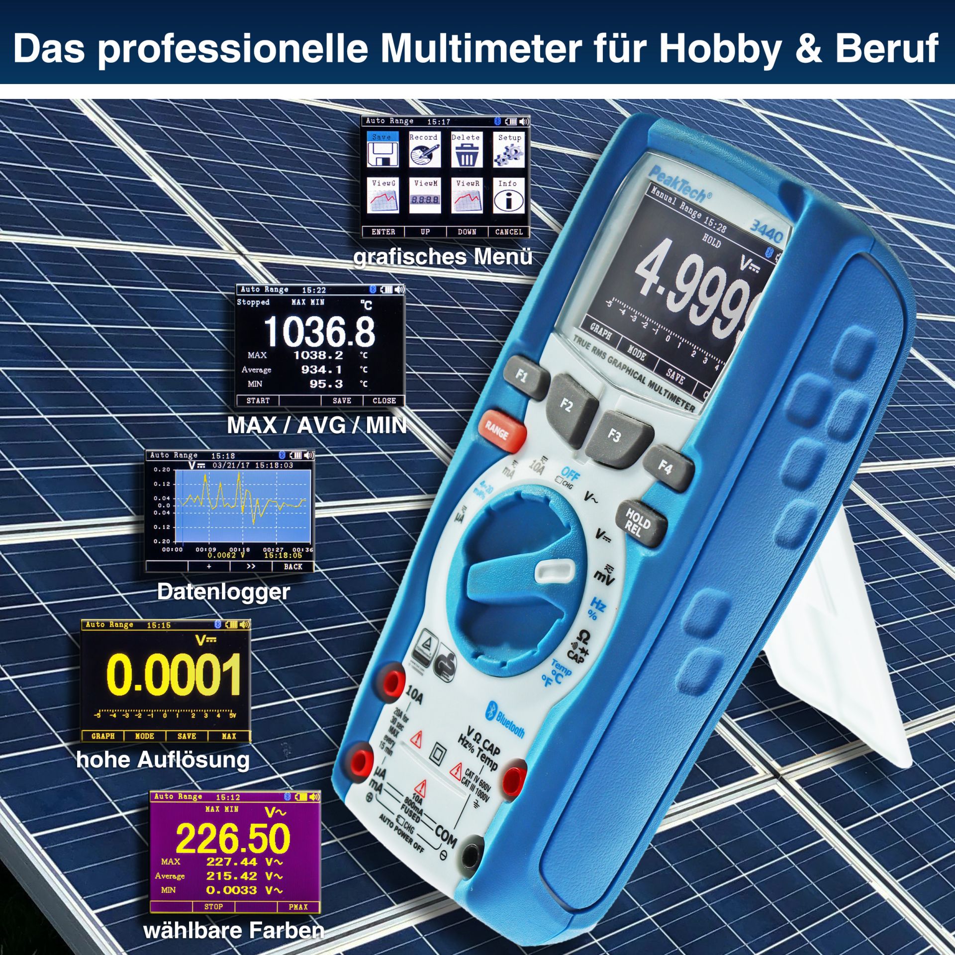 PeakTech P 3440 True RMS grafisches Multimeter 50.000 Counts