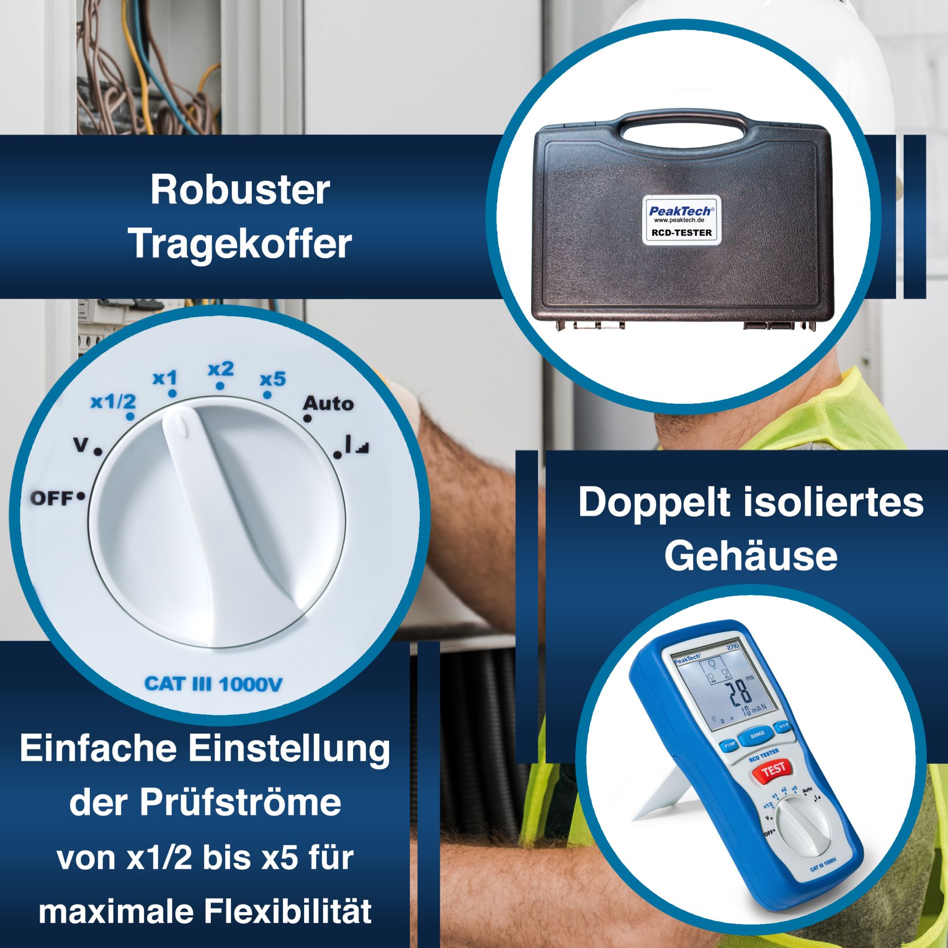 PeakTech P 2710 Digitaler FI / RCD Tester