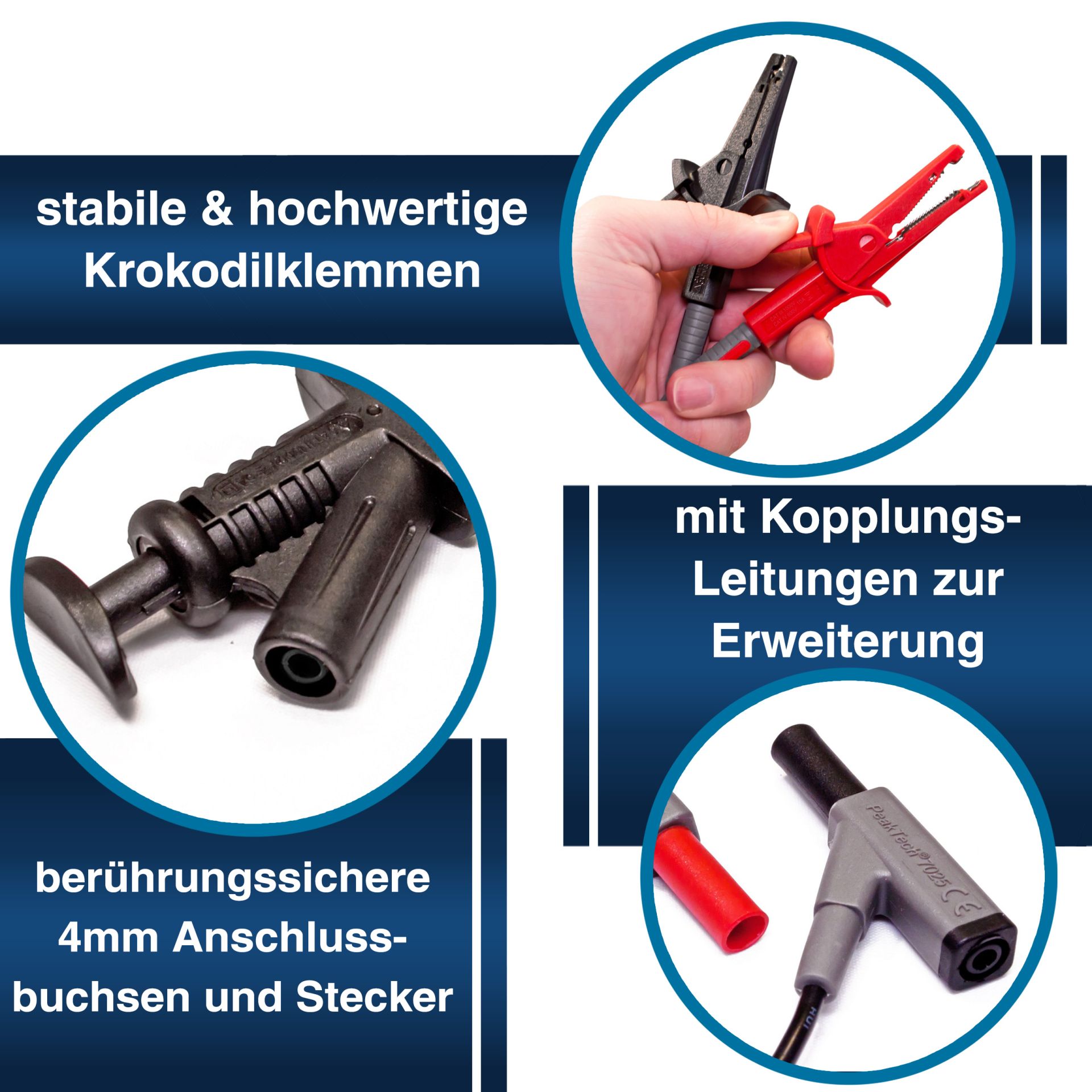 PeakTech® P 8200 Messzubehör-Set mit diversen Leitungen / Klemmen