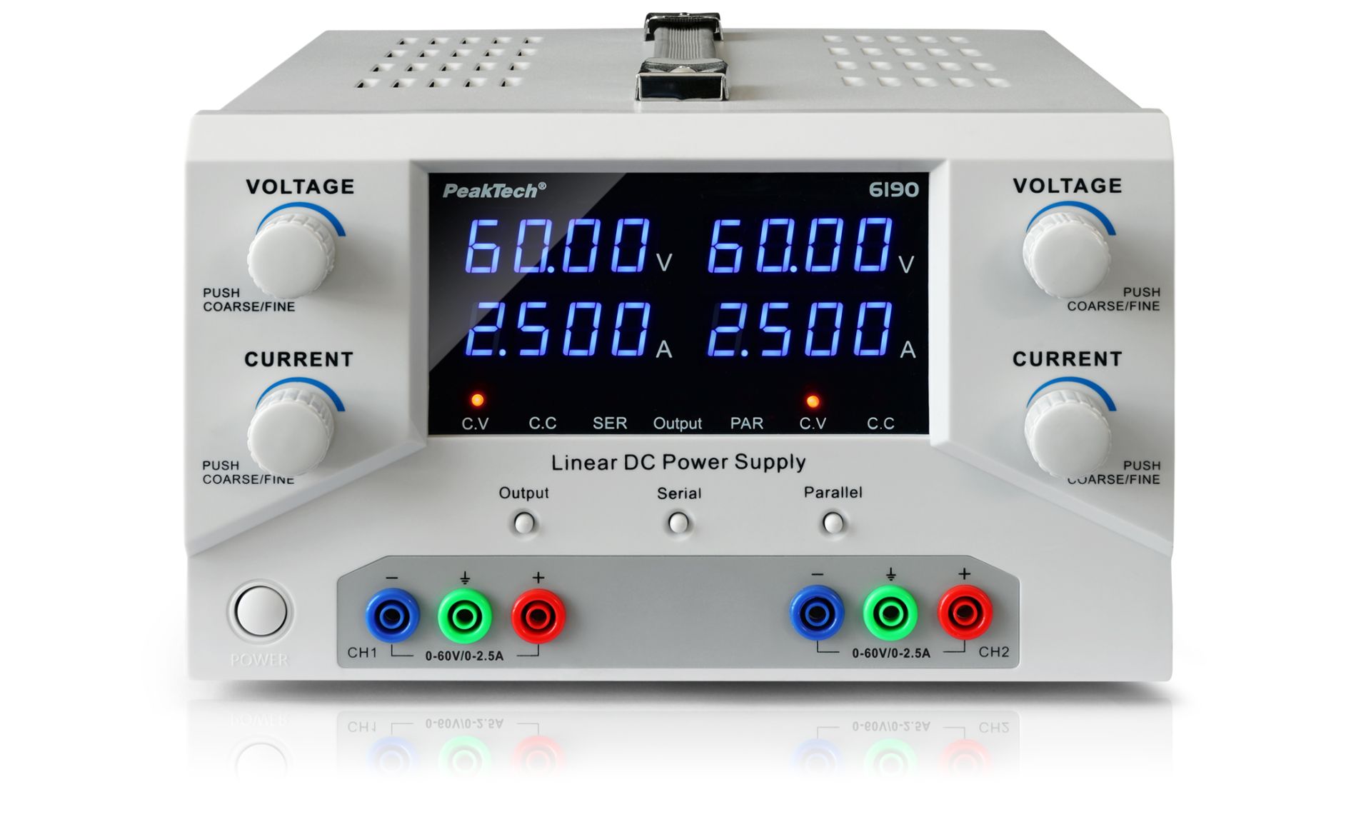 PeakTech P 6190 Digital Labornetzgerät 2x 0-60 V / 0-2,5 A DC