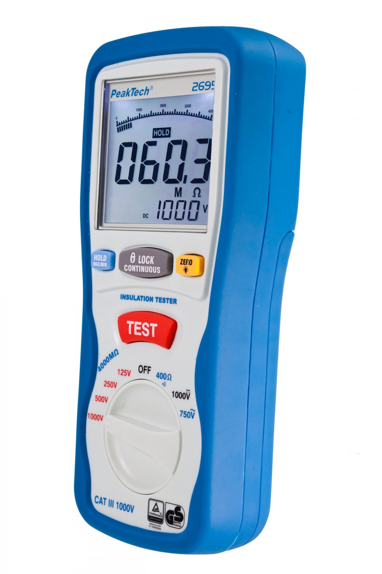 PeakTech P 2695 Isolationsmessgerät 125/250/500/1000 V/4000 MΩ
