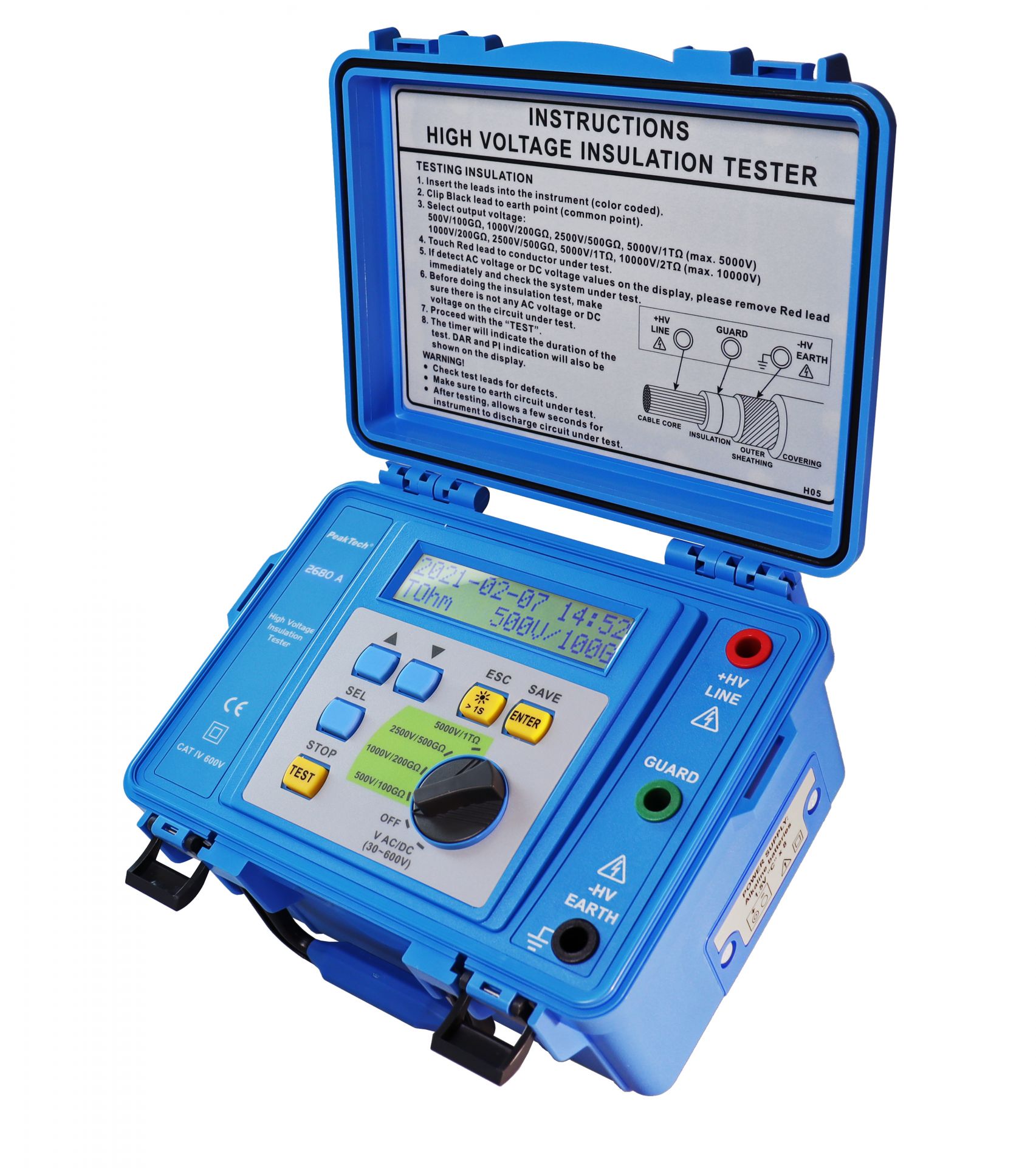 PeakTech P 2680 A Isolationsmessgerät 500 V ... 5 kV/1TΩ