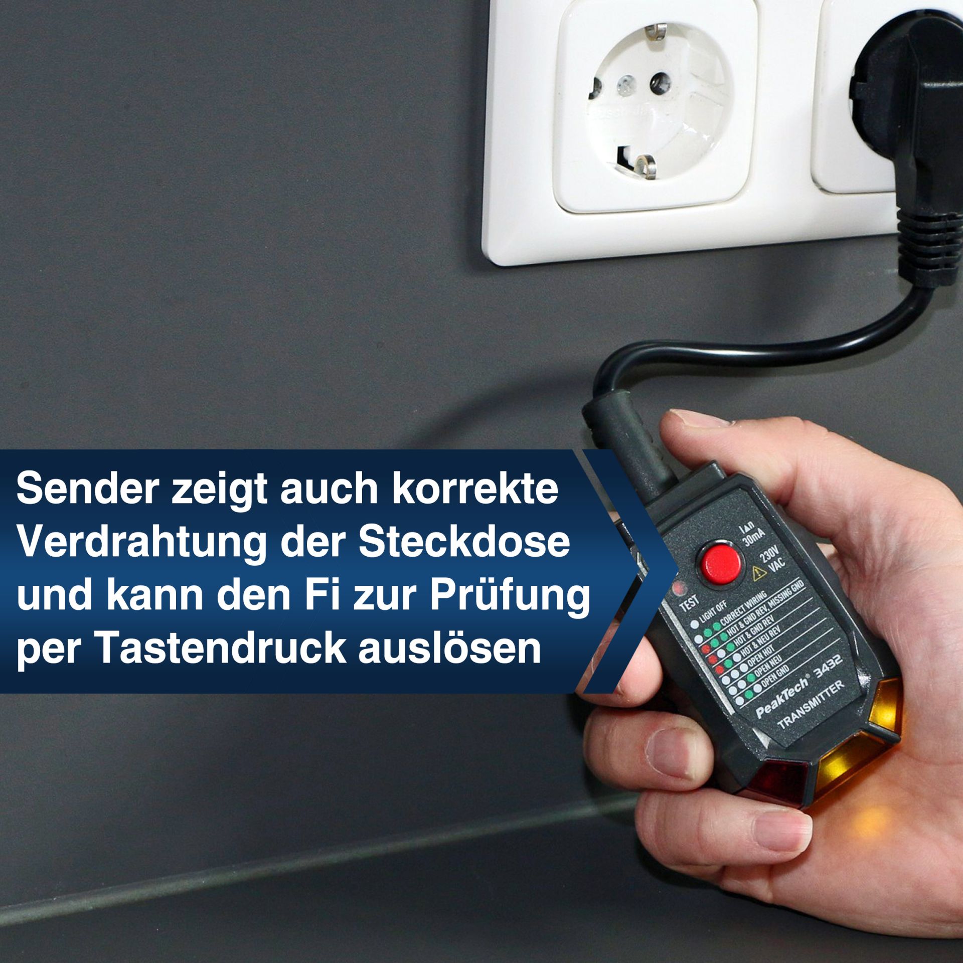 PeakTech P 3432 Sicherungsfinder mit RCD Tester