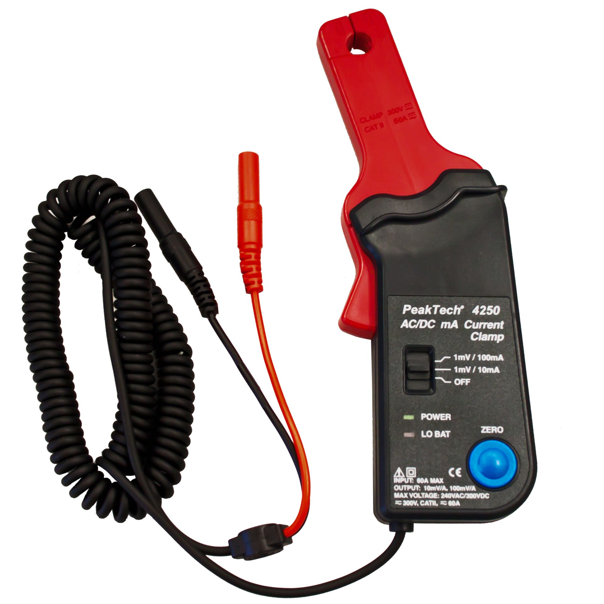 PeakTech P 4250 Stromzangenadapter 60A AC/DC mit 4mm Stecker