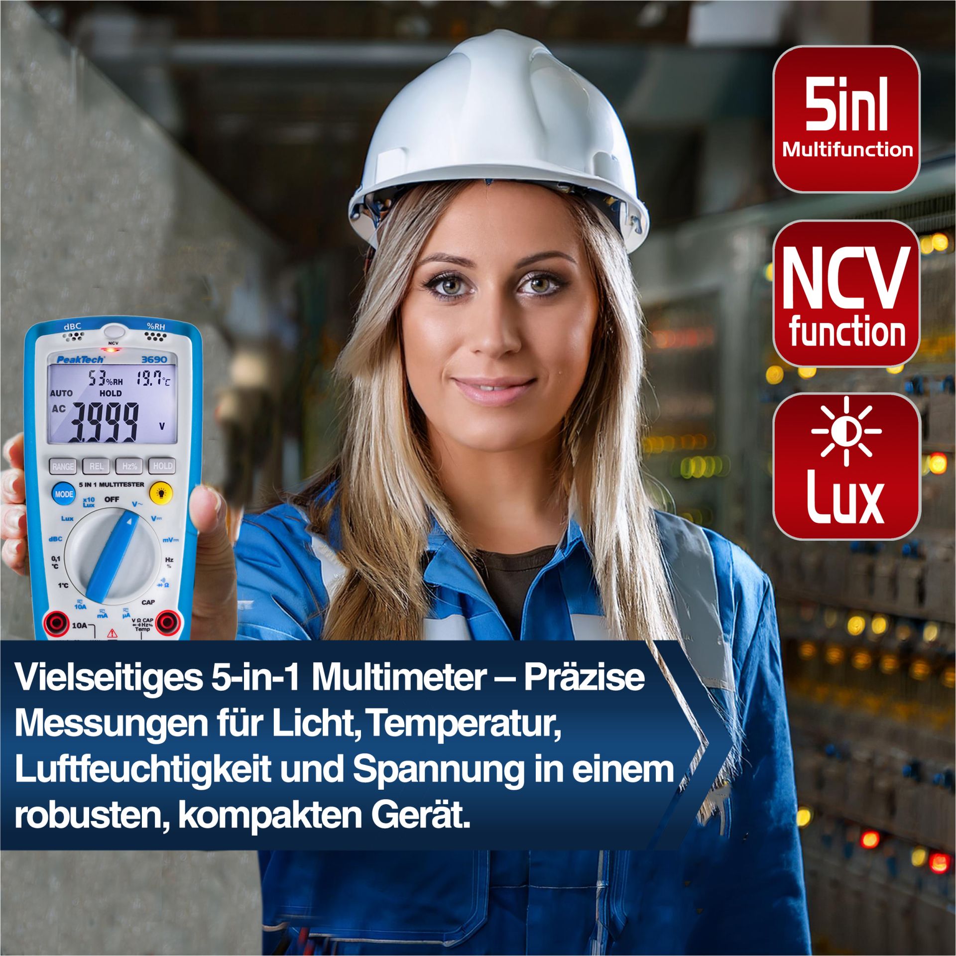 PeakTech P 3690 Multimeter, 4.000 Counts mit Umweltmessungen