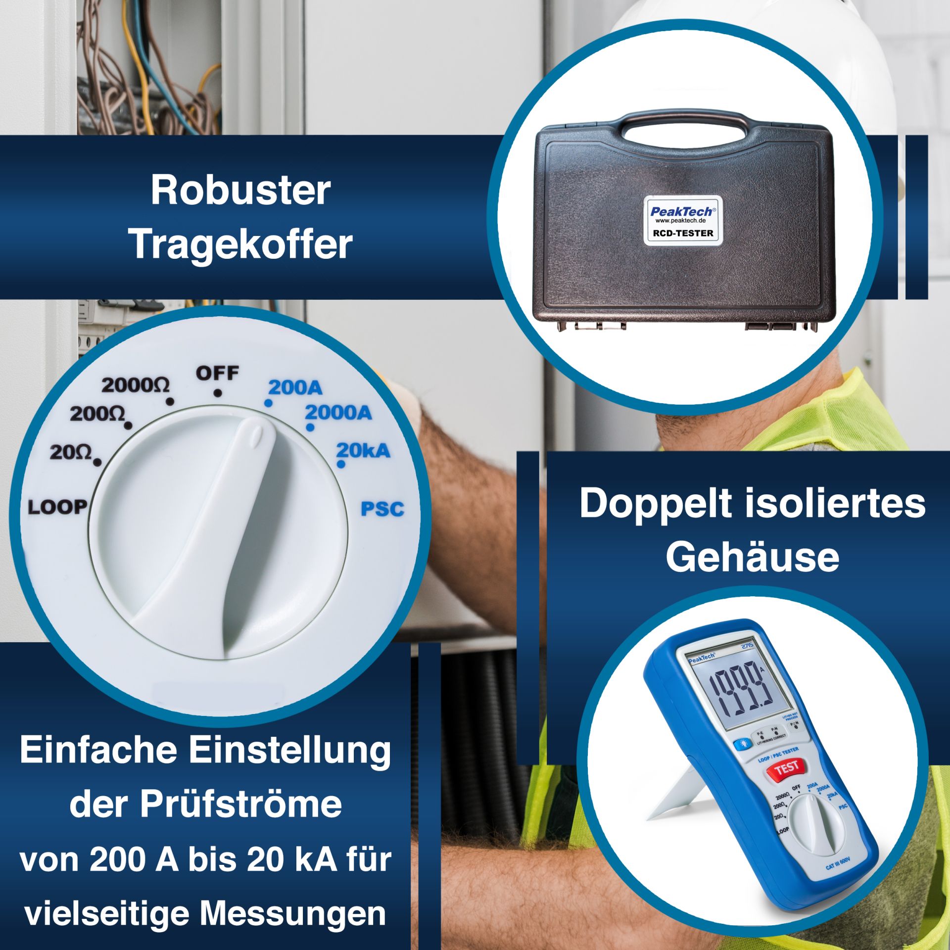 PeakTech P 2715 Digitaler LOOP/PSC Schleifenimpedanztester