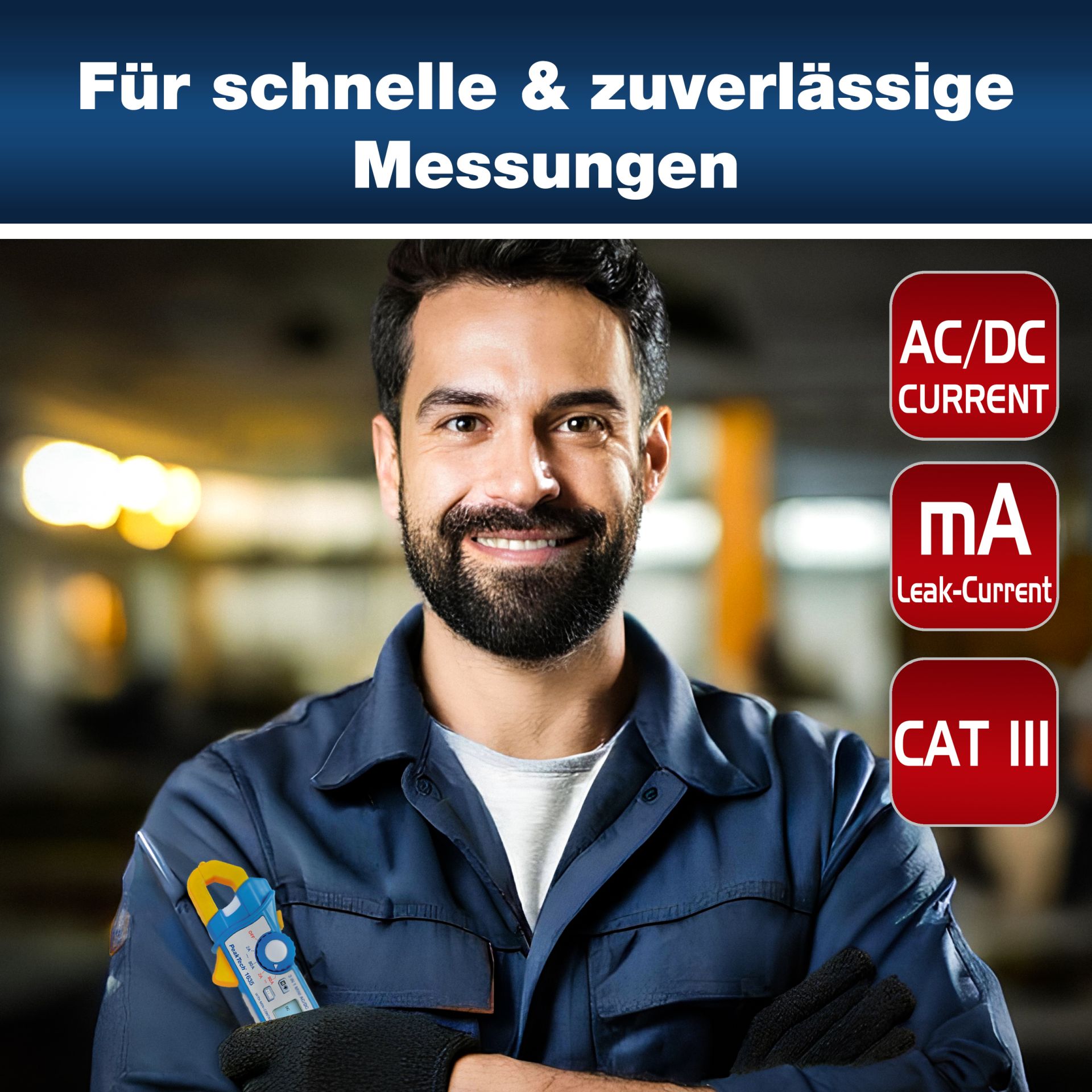 PeakTech P 1635 Kriechstromzange 2 / 80 A AC/DC mit 1mA Auflösung