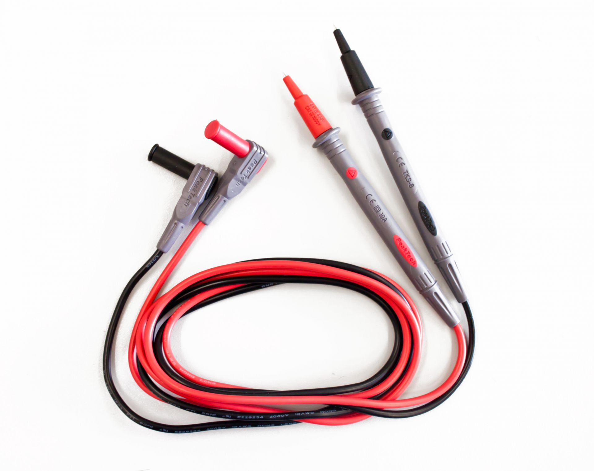 PeakTech TKS-8 Prüfleitungen mit 2 mm Prüfspitze und Schutzkappen
