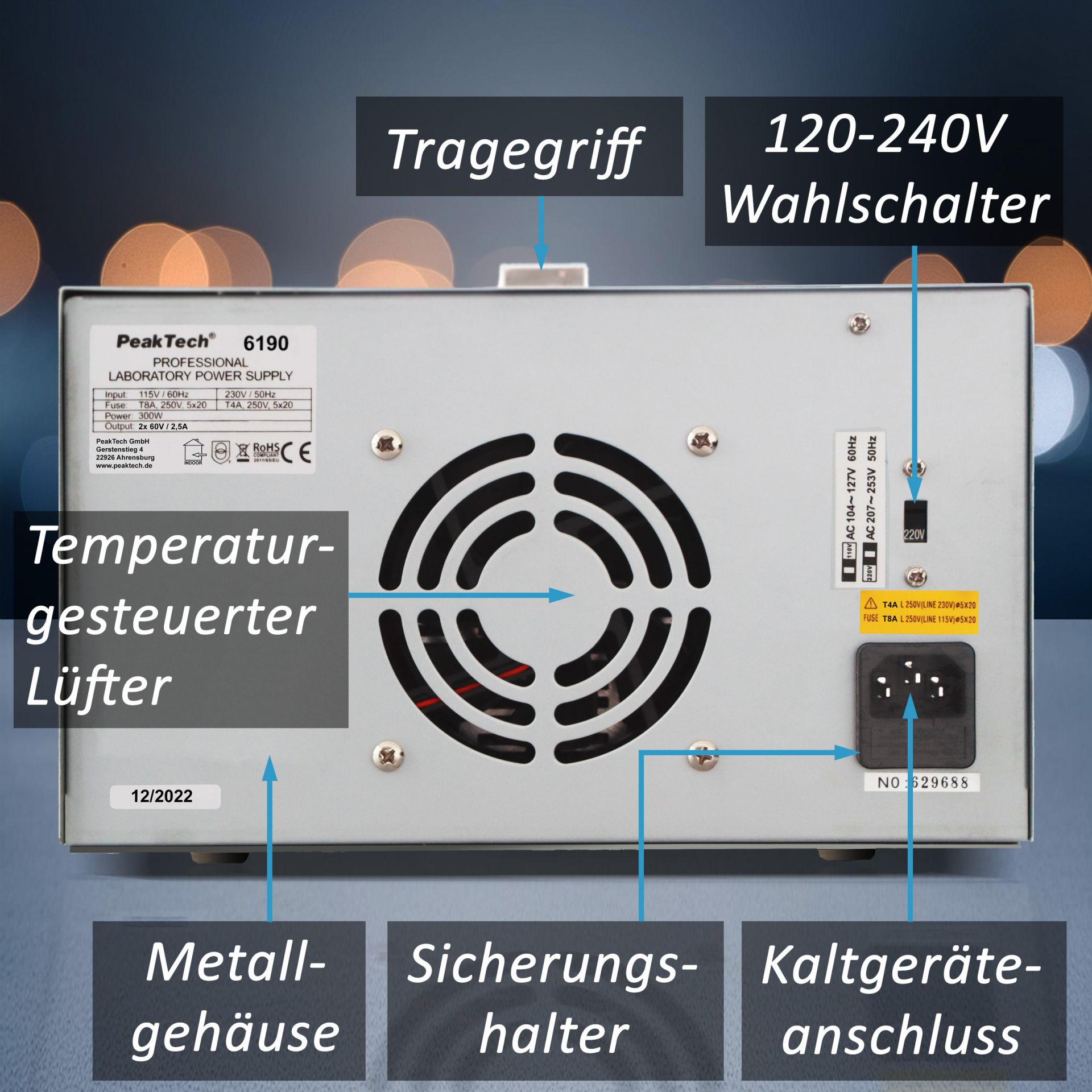 PeakTech P 6190 Digital Labornetzgerät 2x 0-60 V / 0-2,5 A DC