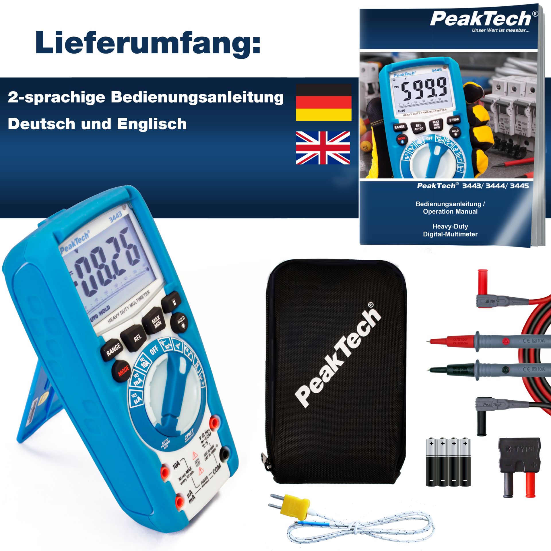 PeakTech P 3443 Digitalmultimeter 6.000 Counts, IP67