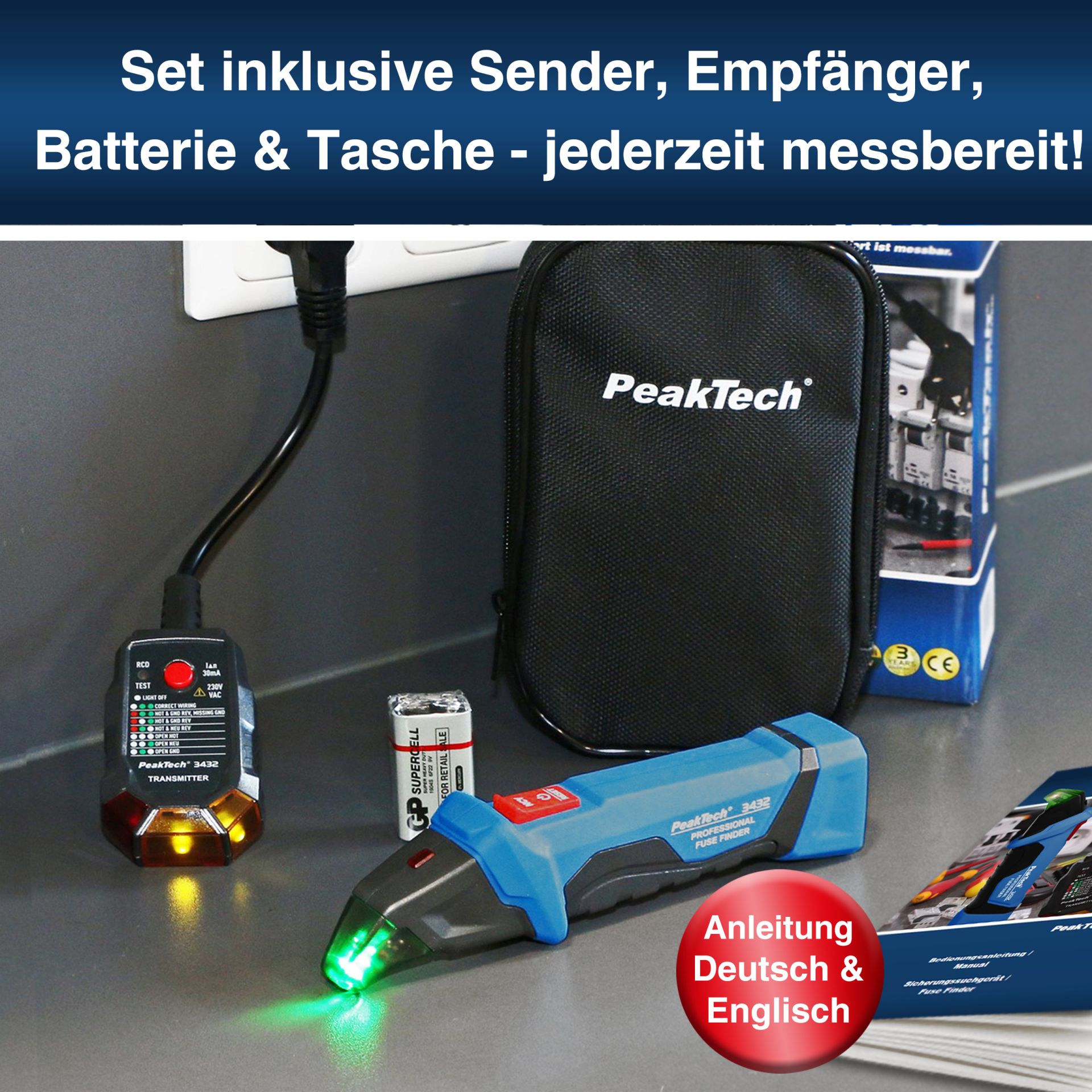 PeakTech P 3432 Sicherungsfinder mit RCD Tester