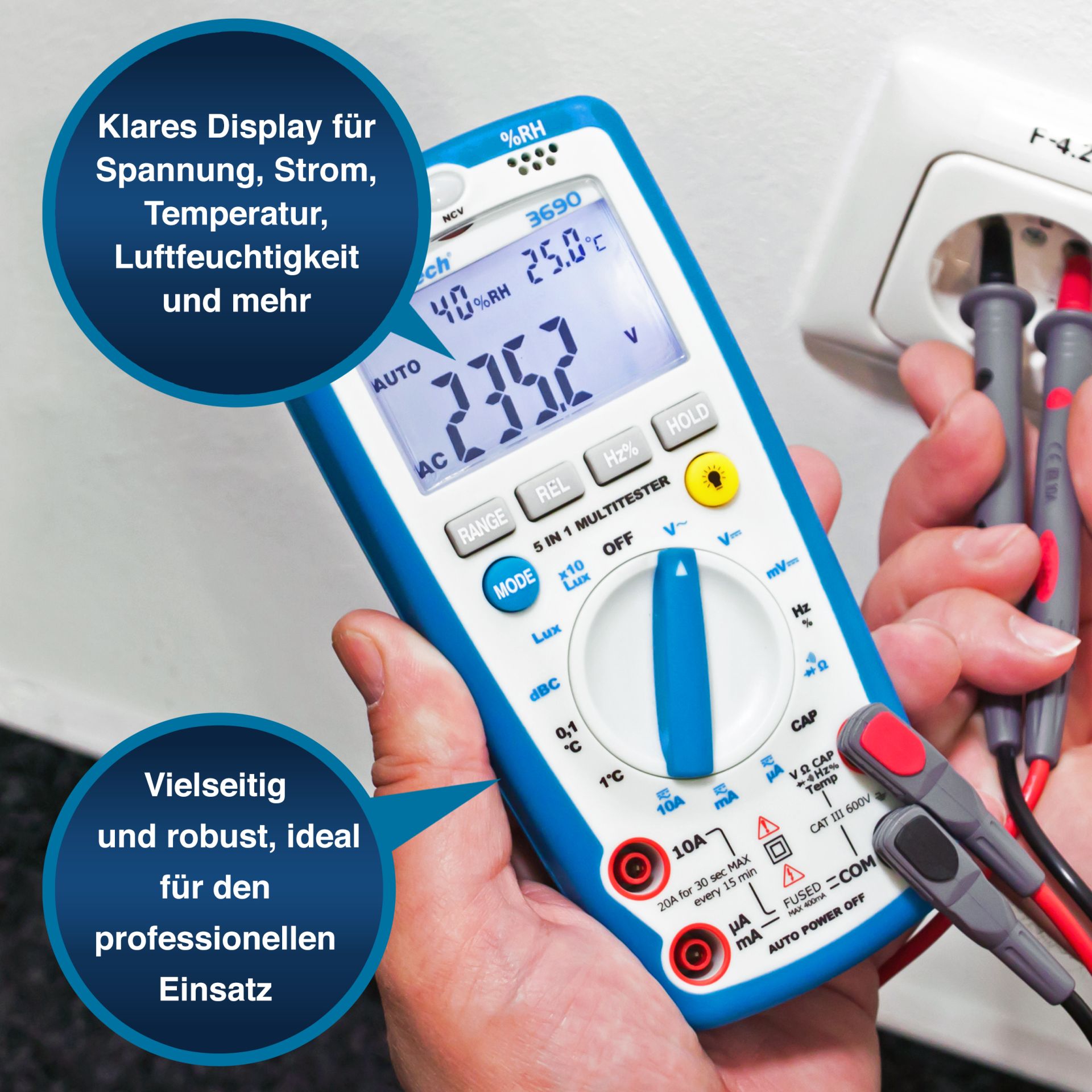 PeakTech P 3690 Multimeter, 4.000 Counts mit Umweltmessungen