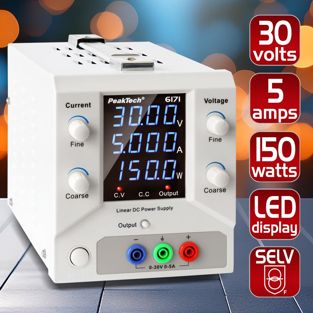 PeakTech P 6171 Digital Labornetzgerät 0-30 V / 0-5 A DC