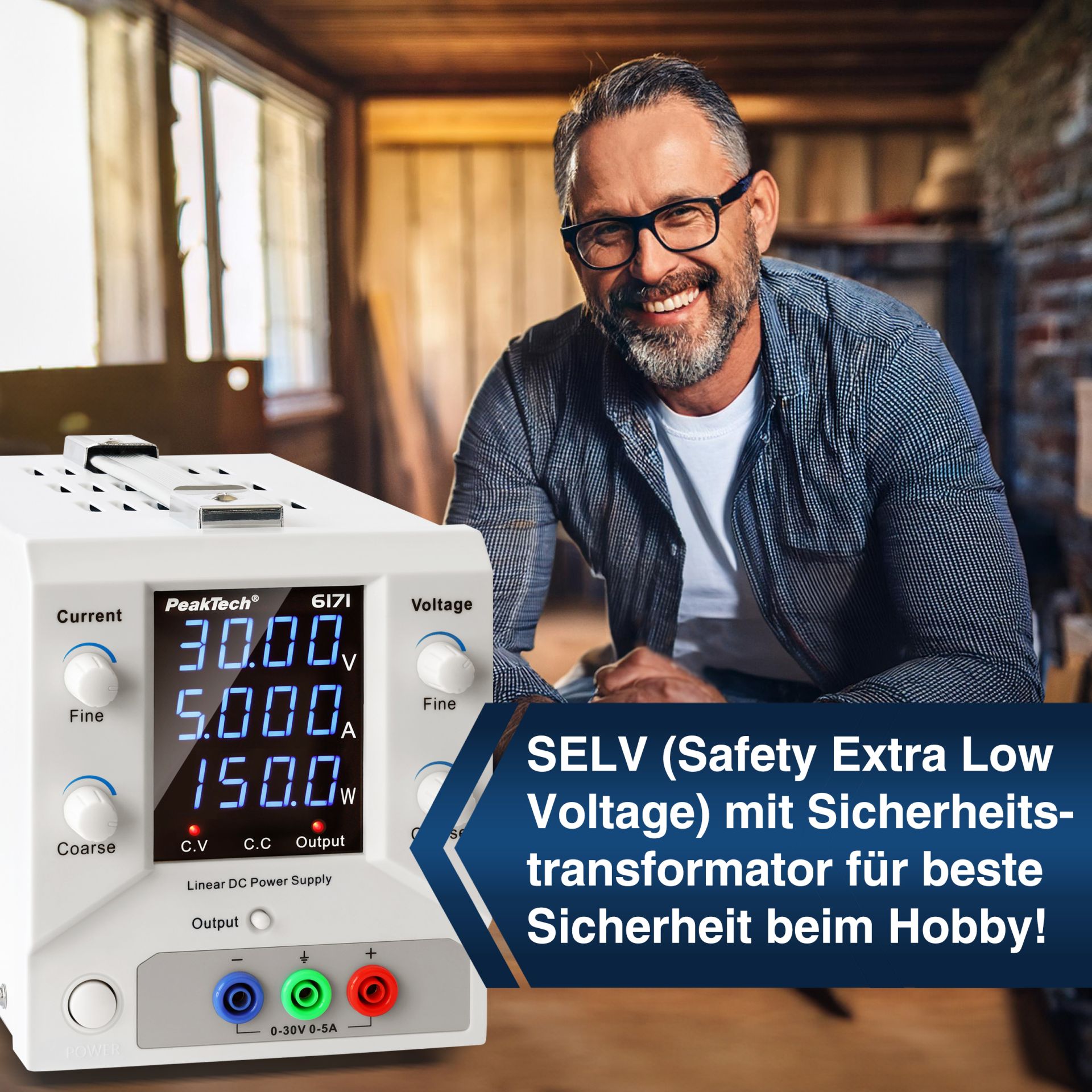 PeakTech P 6171 Digital Labornetzgerät 0-30 V / 0-5 A DC