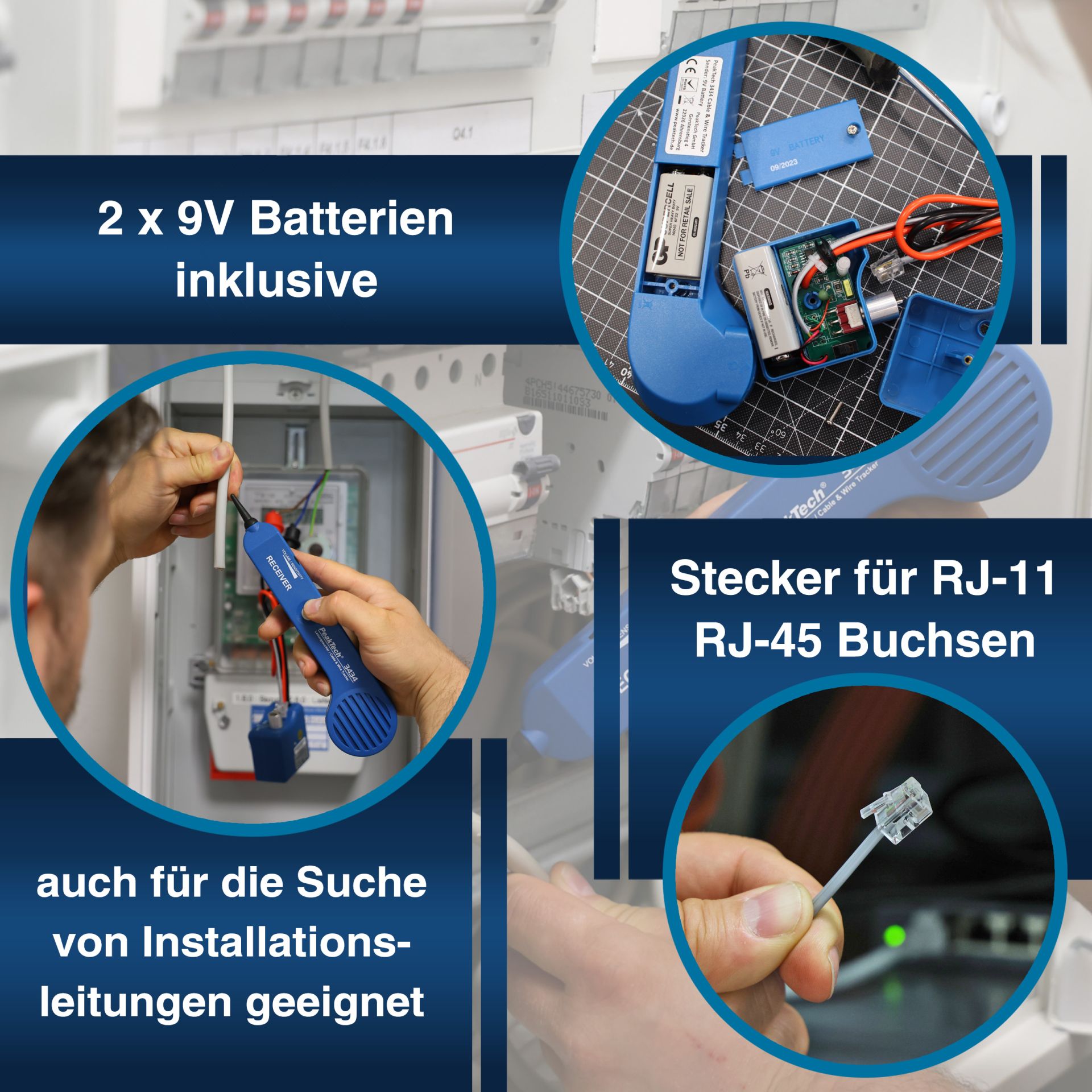 PeakTech P 3434 Akustischer Leitungssucher mit Ton-Generator