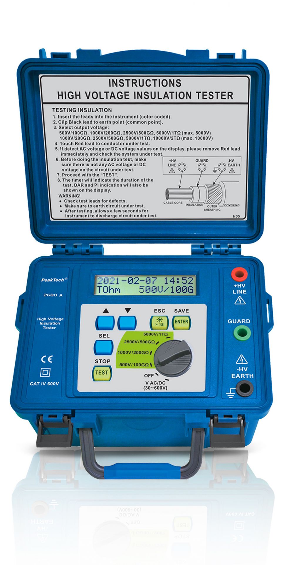 PeakTech P 2680 A Isolationsmessgerät 500 V ... 5 kV/1TΩ