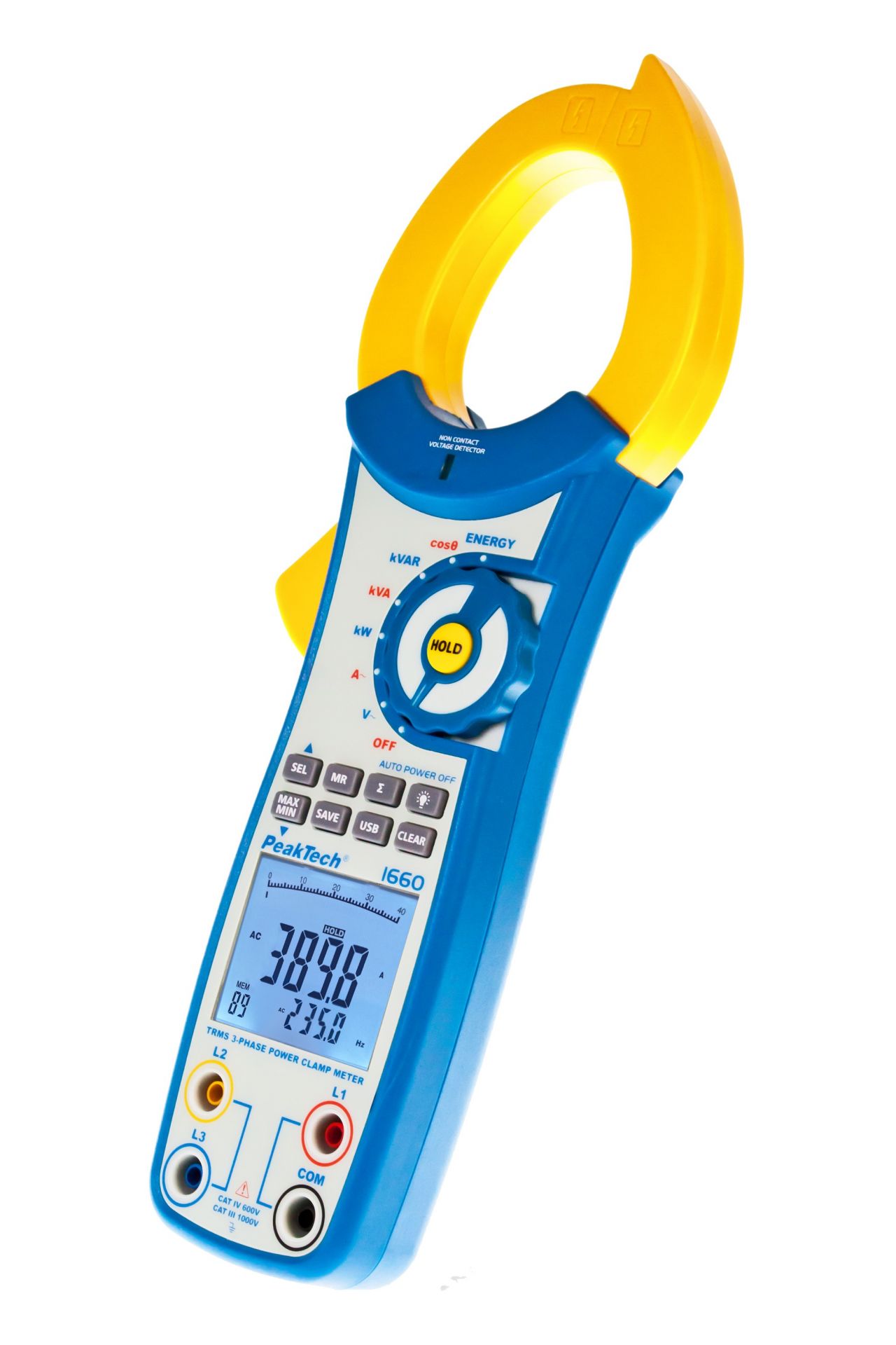 PeakTech P 1660 TrueRMS Leistungs-Stromzange 1000 A AC bis 750 kW