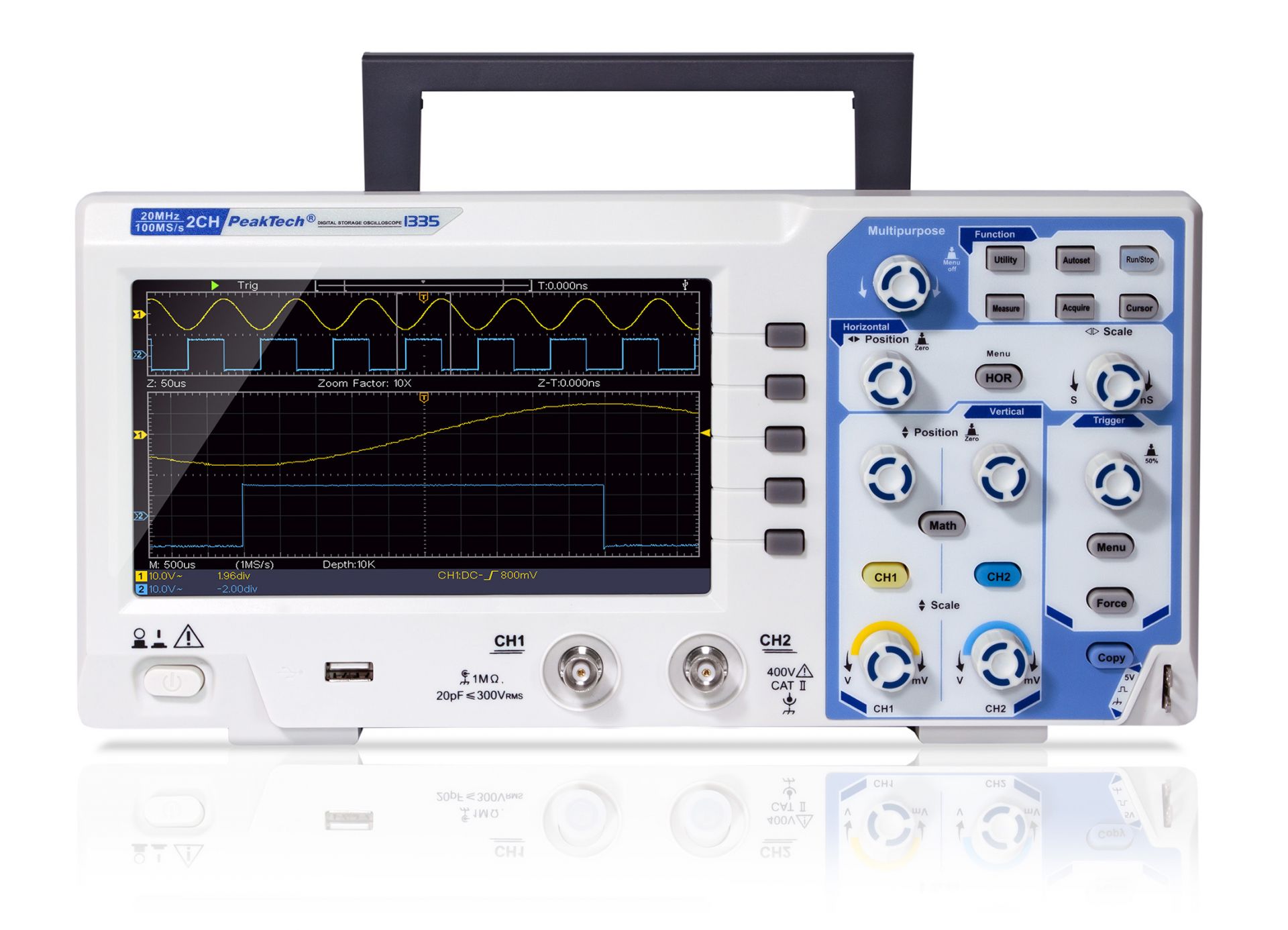 PeakTech P 1335 20 MHz / 2 CH, 100 MS/s Digitalspeicheroszilloskop