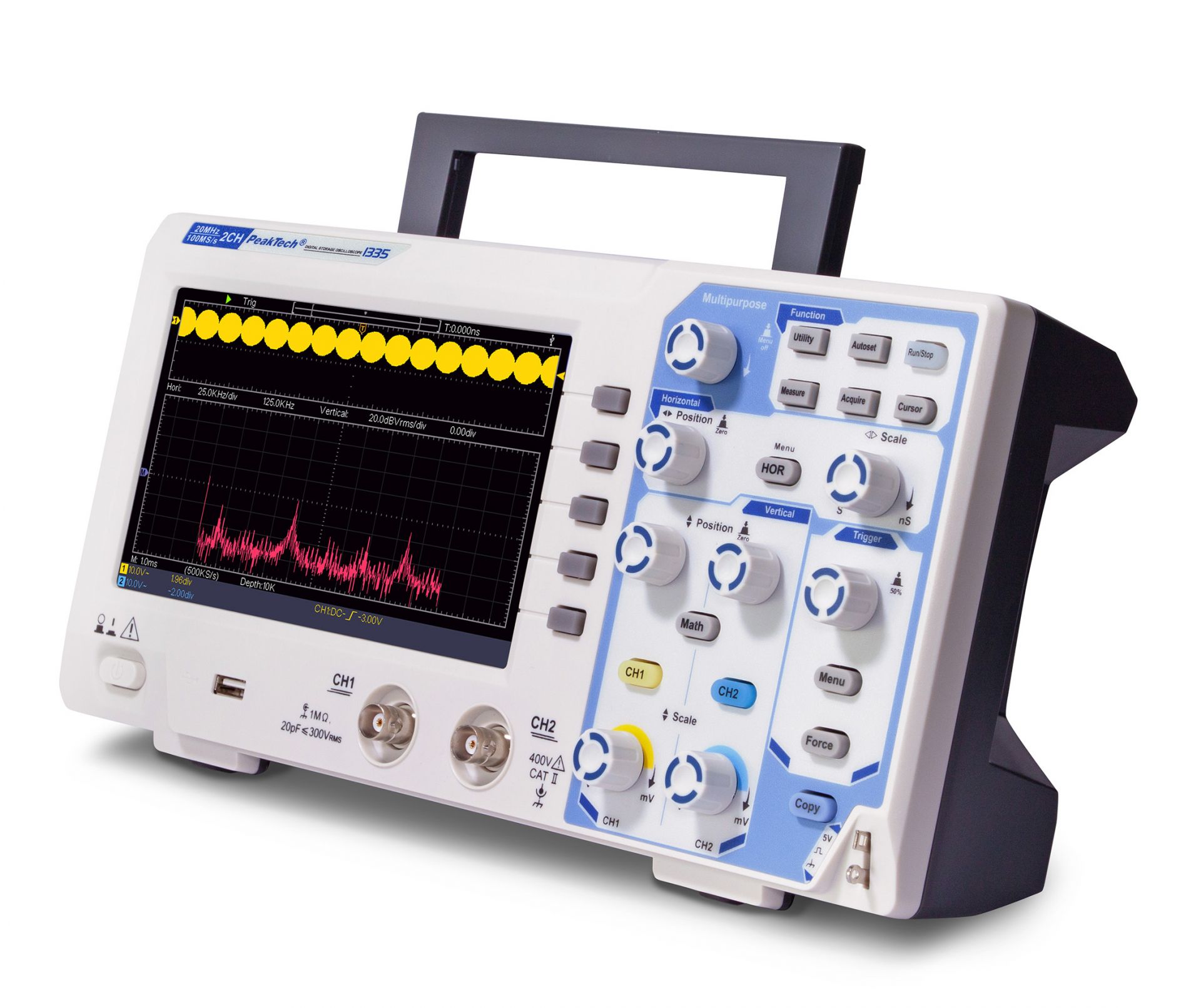PeakTech P 1335 20 MHz / 2 CH, 100 MS/s Digitalspeicheroszilloskop