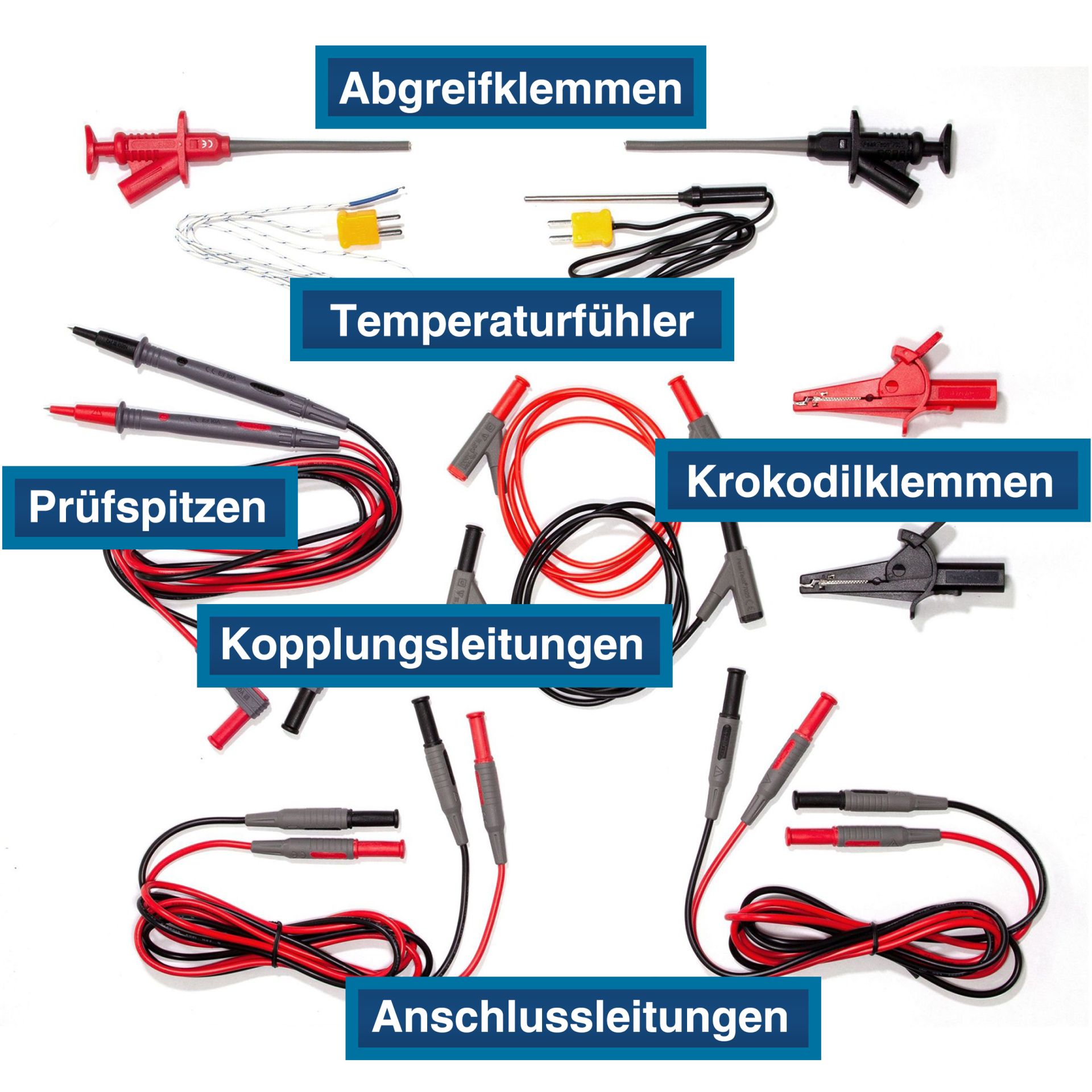 PeakTech® P 8200 Messzubehör-Set mit diversen Leitungen / Klemmen