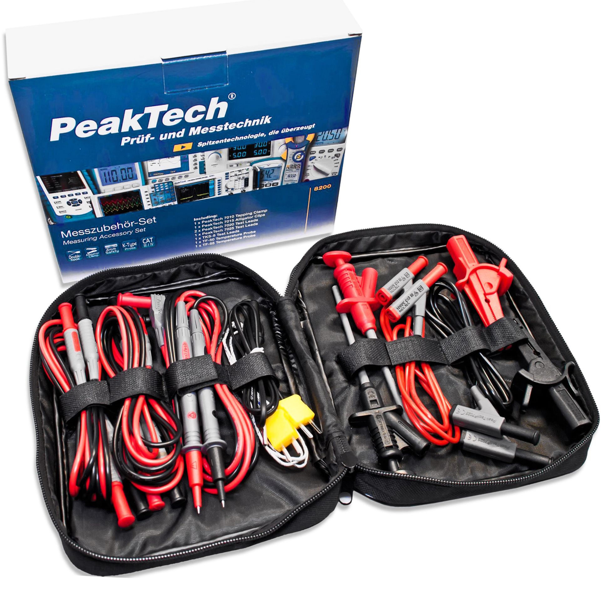 PeakTech® P 8200 Messzubehör-Set mit diversen Leitungen / Klemmen