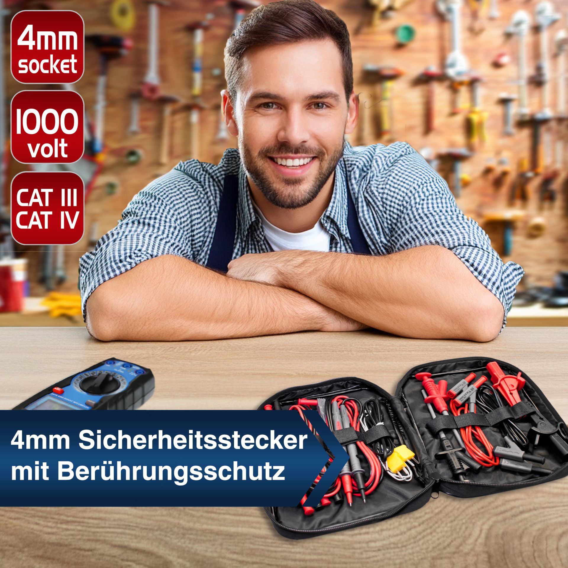 PeakTech® P 8200 Messzubehör-Set mit diversen Leitungen / Klemmen