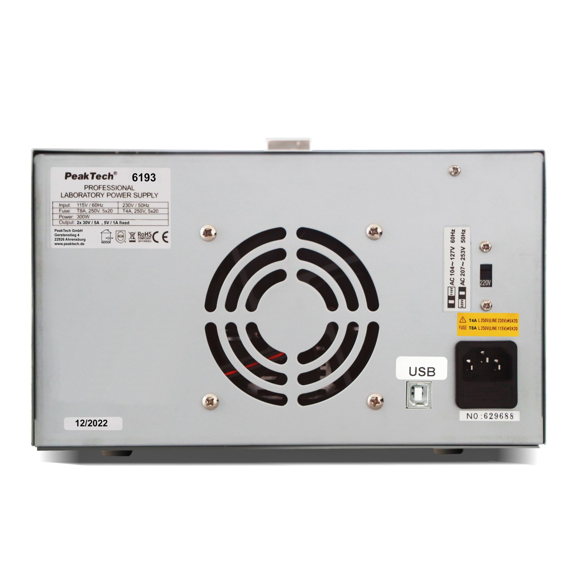 PeakTech P 6193 Digital Labornetzgerät 2x 0-30 V / 0-5 A DC & USB