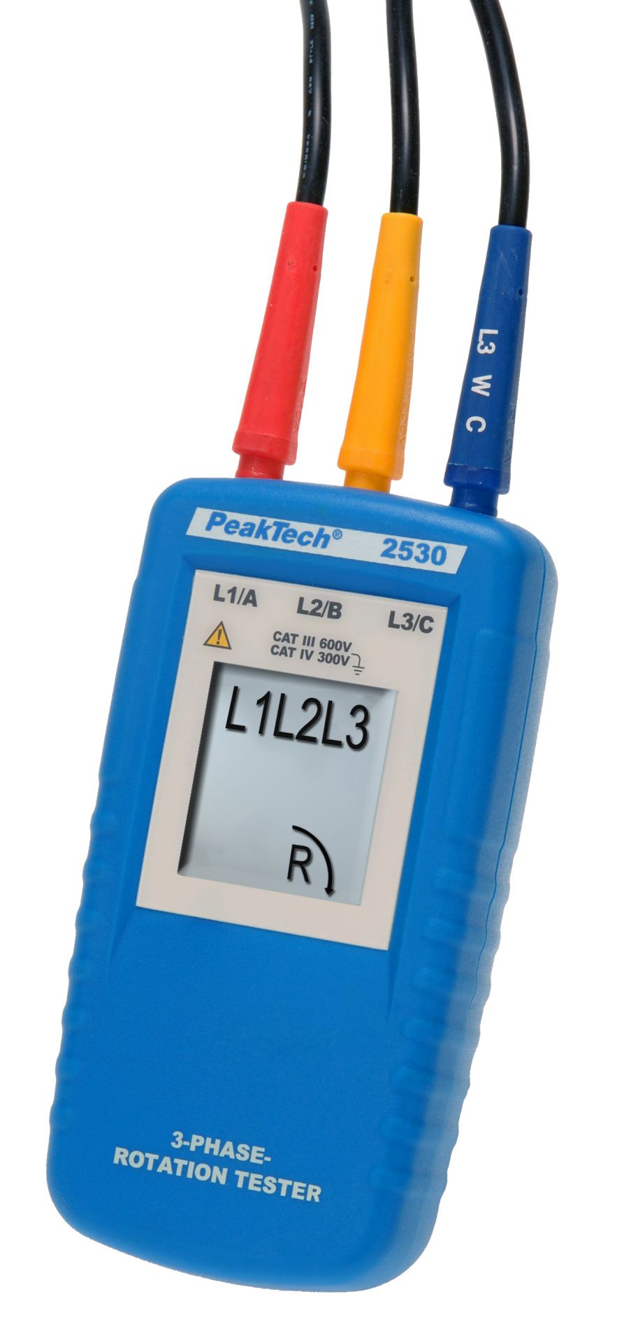 PeakTech P 2530 3-Phasen-Drehrichtungsanzeiger mit LCD-Anzeige