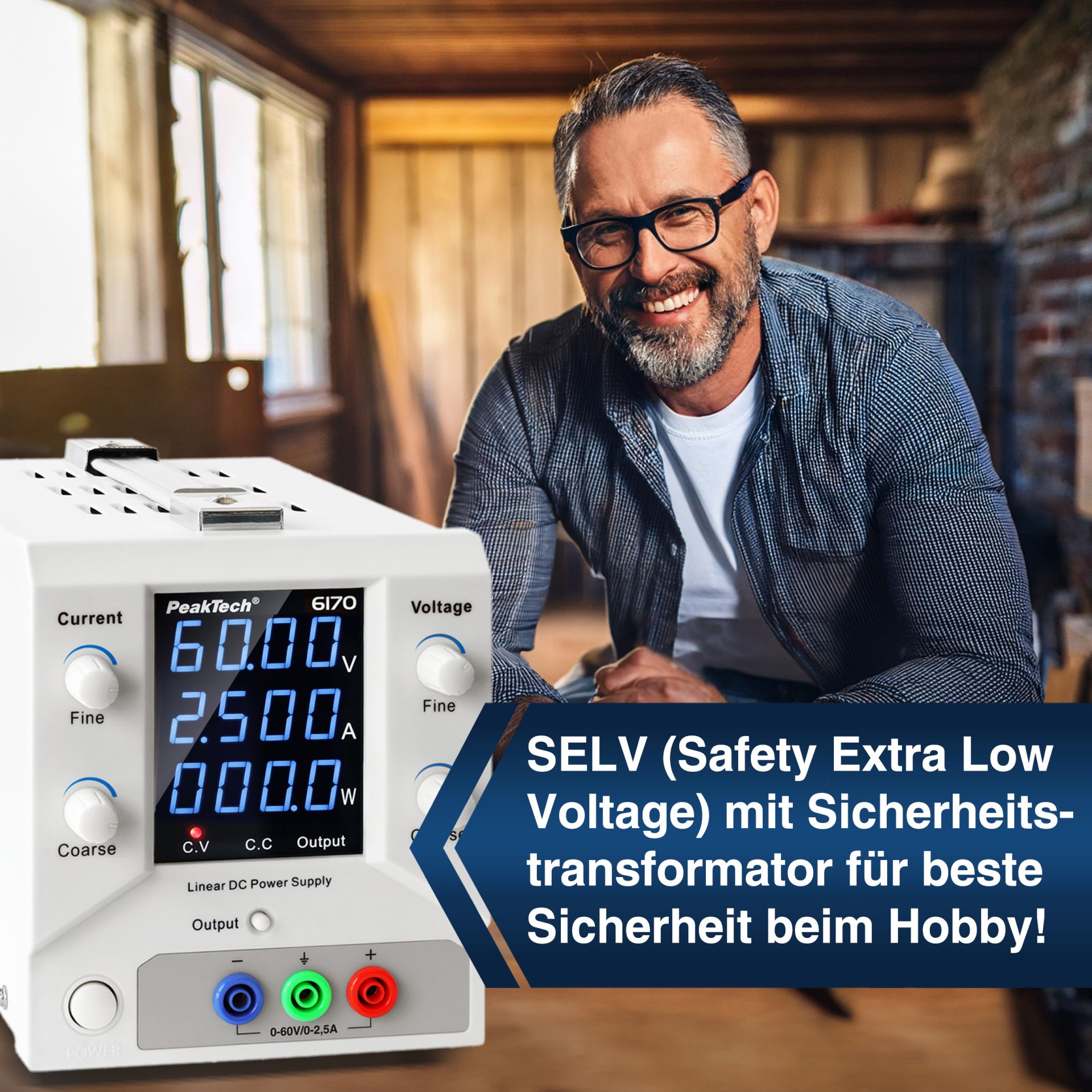 PeakTech P 6170 Digital Labornetzgerät 0-60 V / 0-2,5 A DC