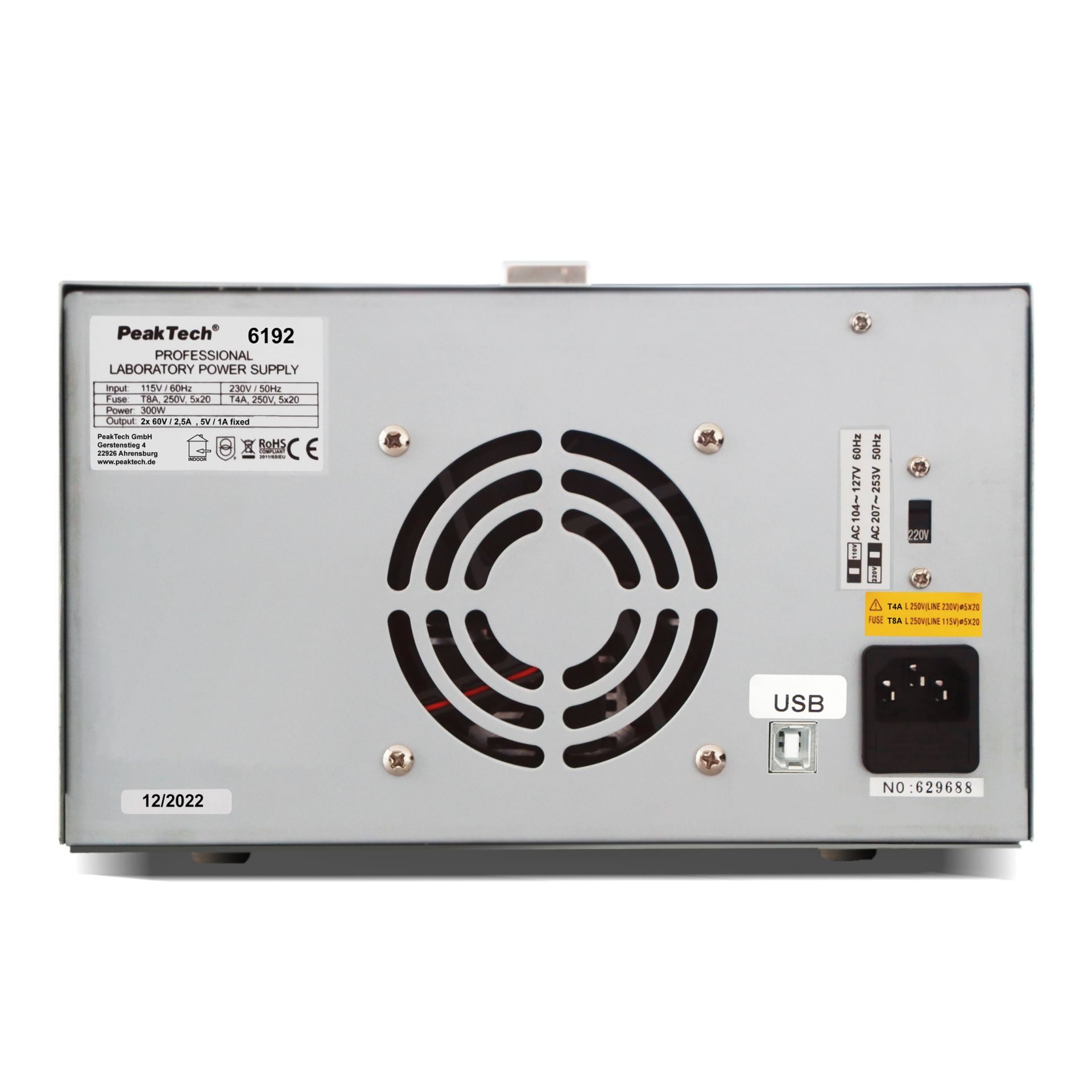 PeakTech P 6192 Digital Labornetzgerät 2x 0-60 V / 0-2,5 A DC & USB