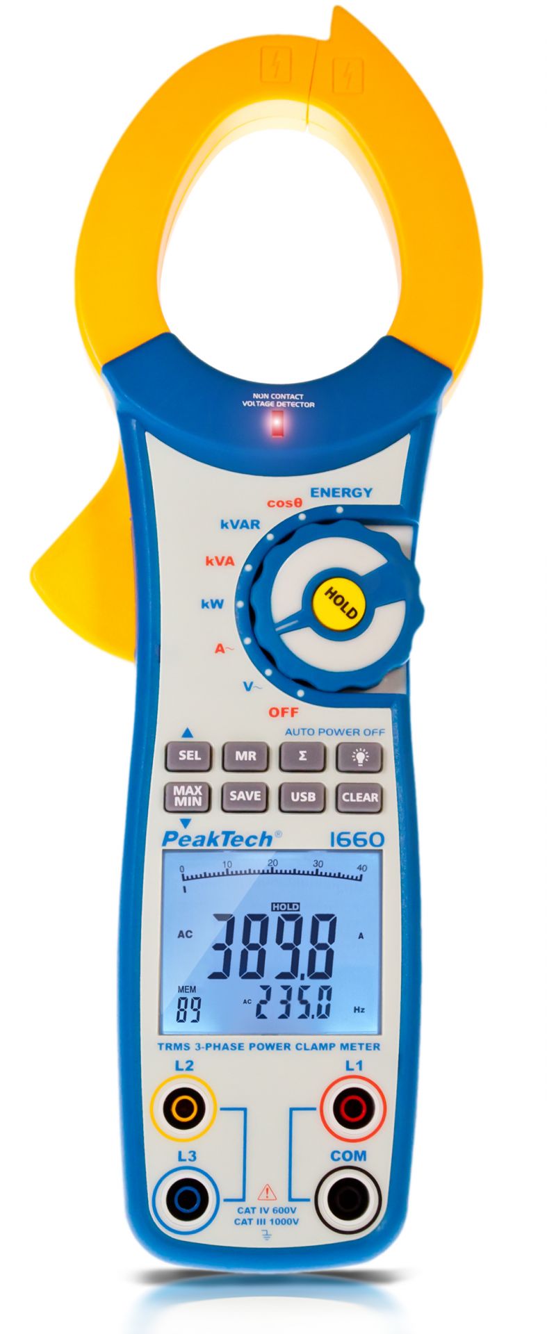 PeakTech P 1660 TrueRMS Leistungs-Stromzange 1000 A AC bis 750 kW