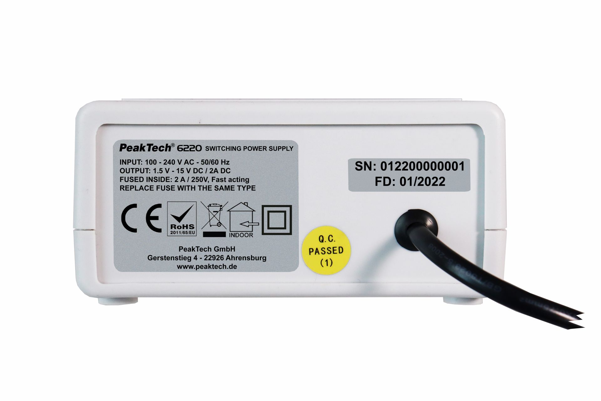 PeakTech P 6220 Mini -Schaltnetzteil, 1,5 - 15 V / 2 A DC
