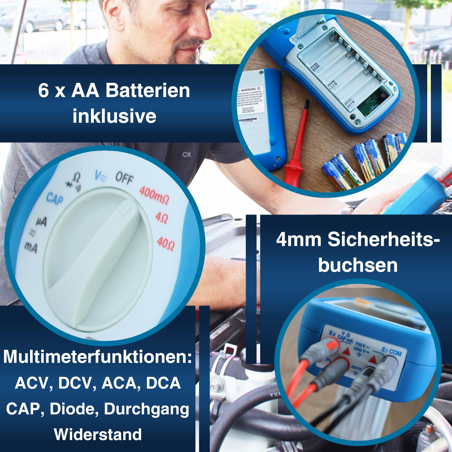 PeakTech P 2705 Digital-Milliohmmeter, 4.000 Counts, 400 mΩ/4/40/Ω