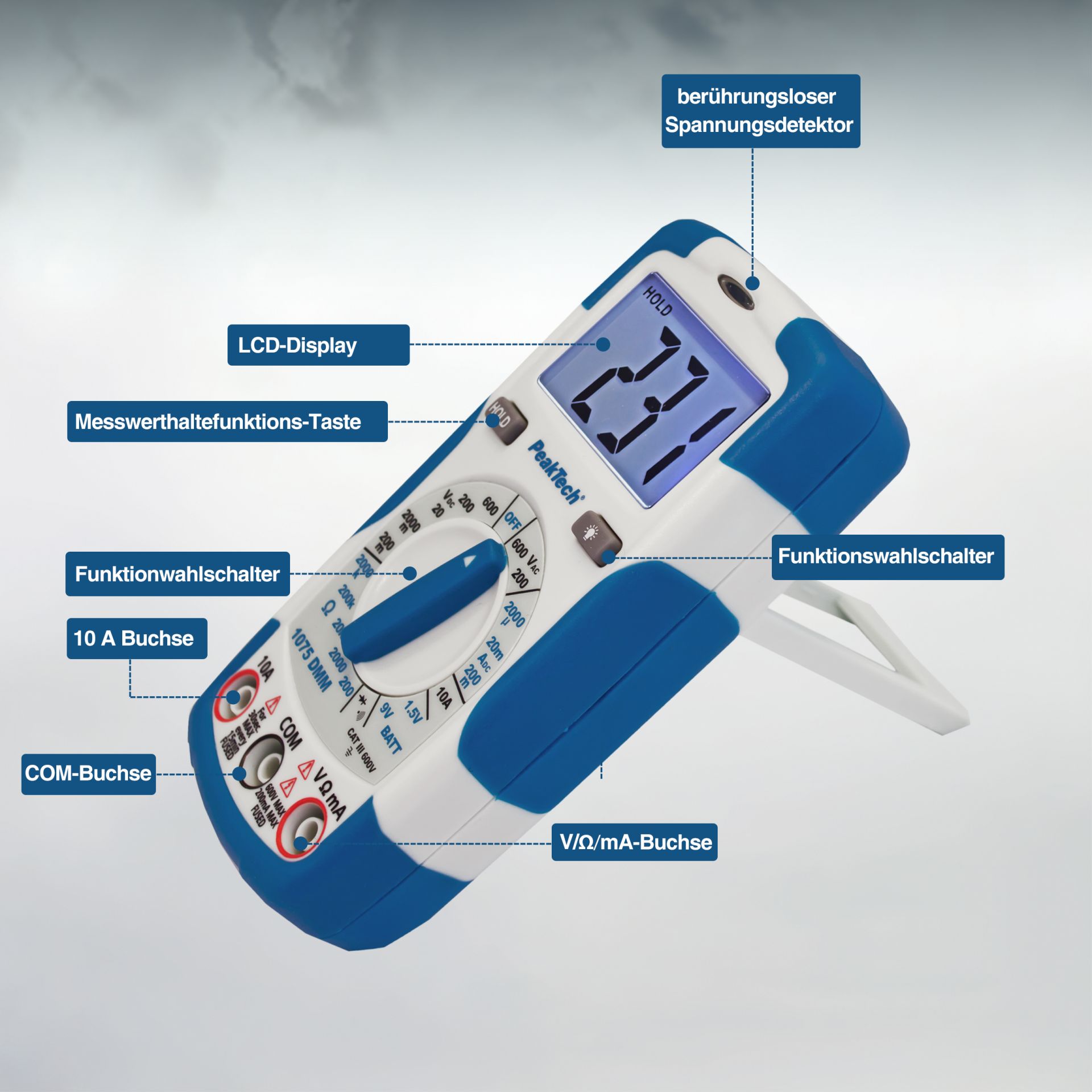 PeakTech P 1075 600V AC/DC Digitalmultimeter ~ 2000 stellige LCD