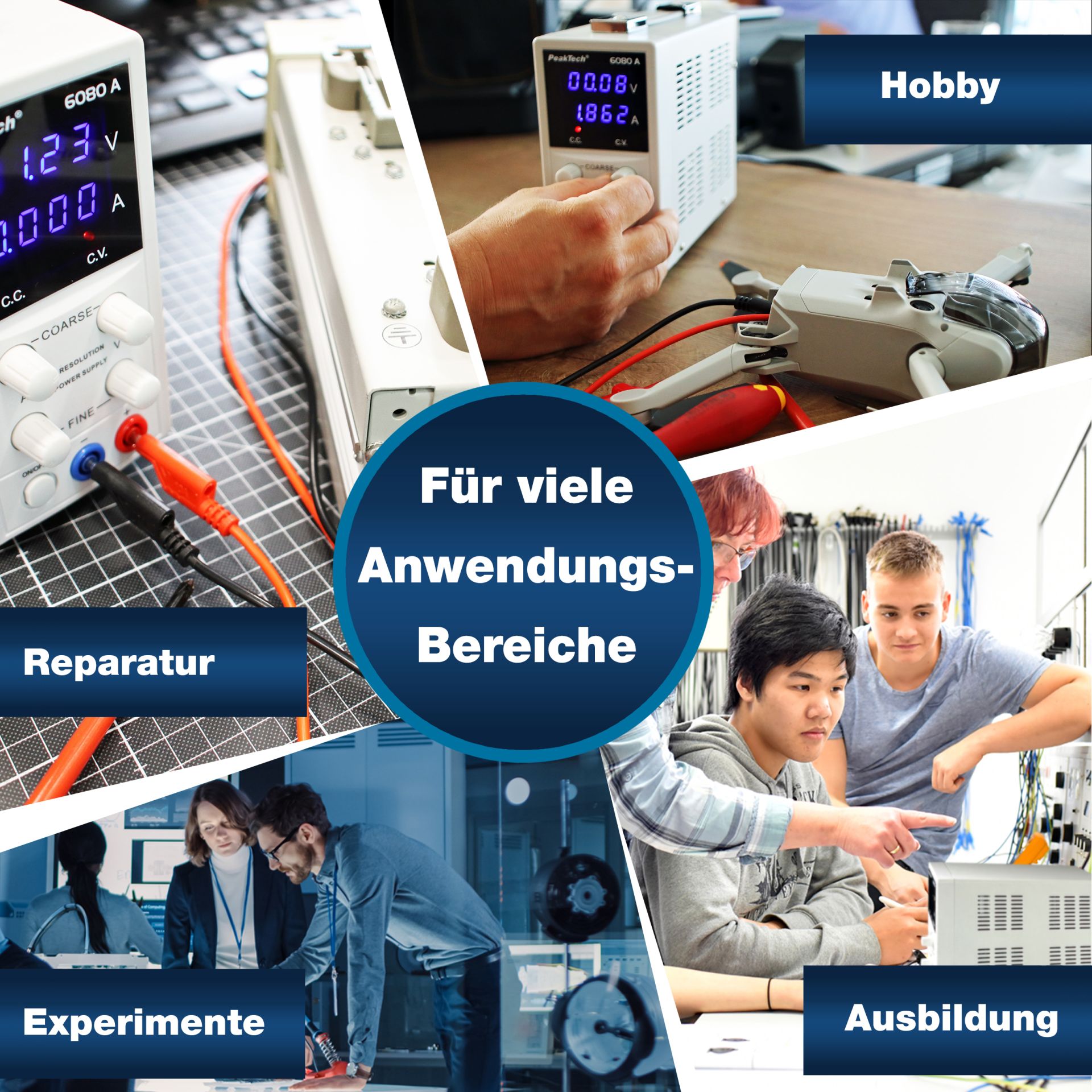 PeakTech P 6080 A Lineares Digital Labornetzgerät, 0-15 V/0-3 A DC