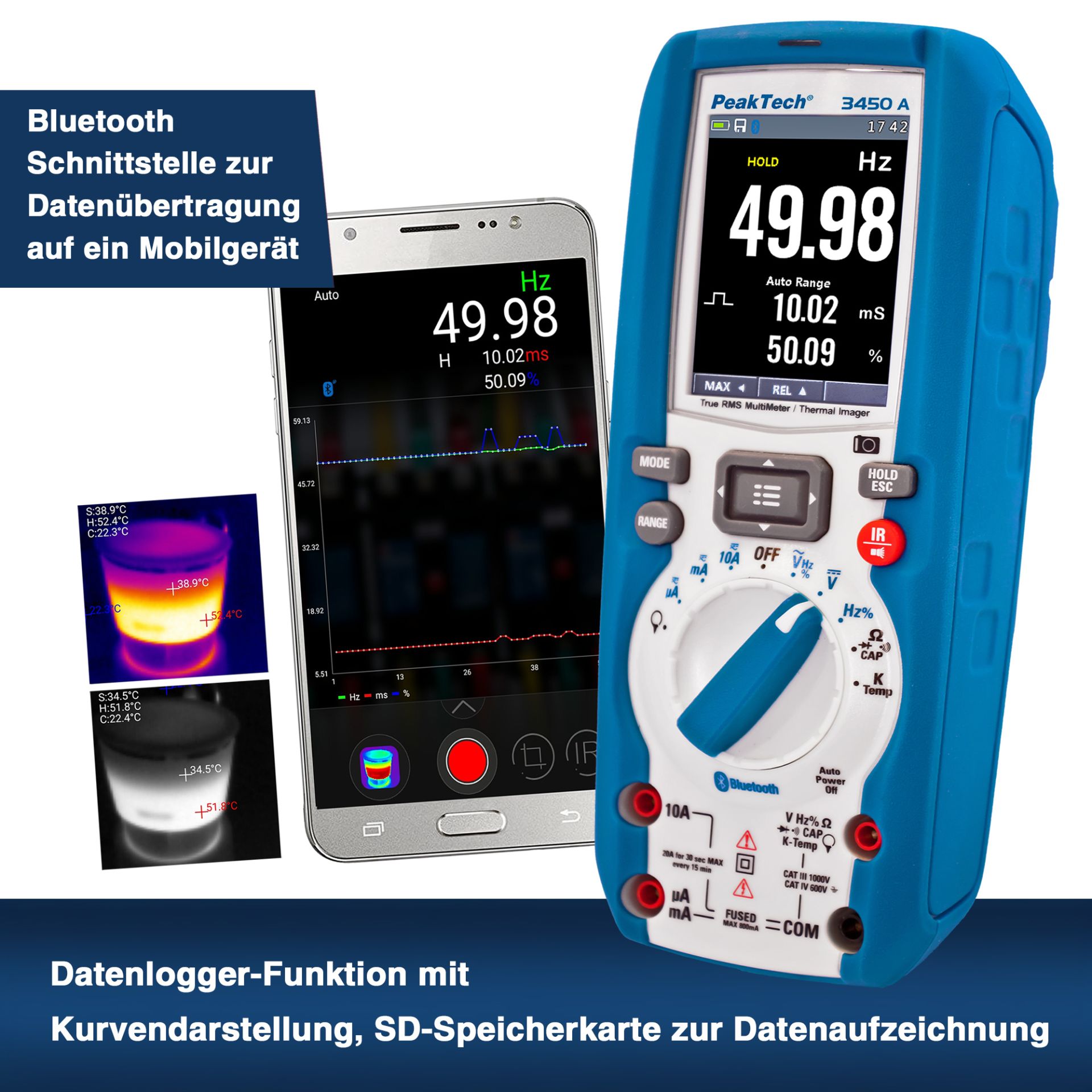 PeakTech P 3450 A True RMS Grafikmultimeter mit Wärmebildkamera