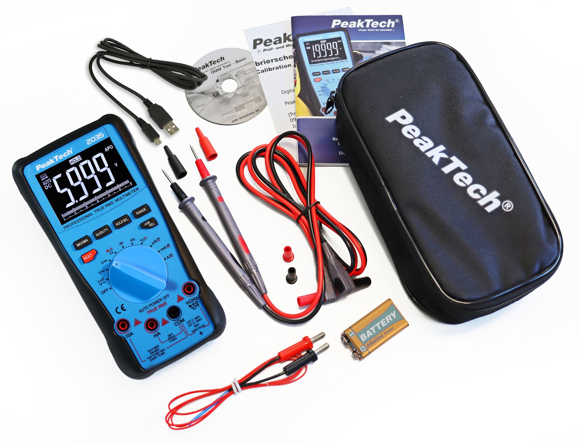PeakTech P 2035 True RMS 1000 V Digitalmultimeter 6000 Counts, USB
