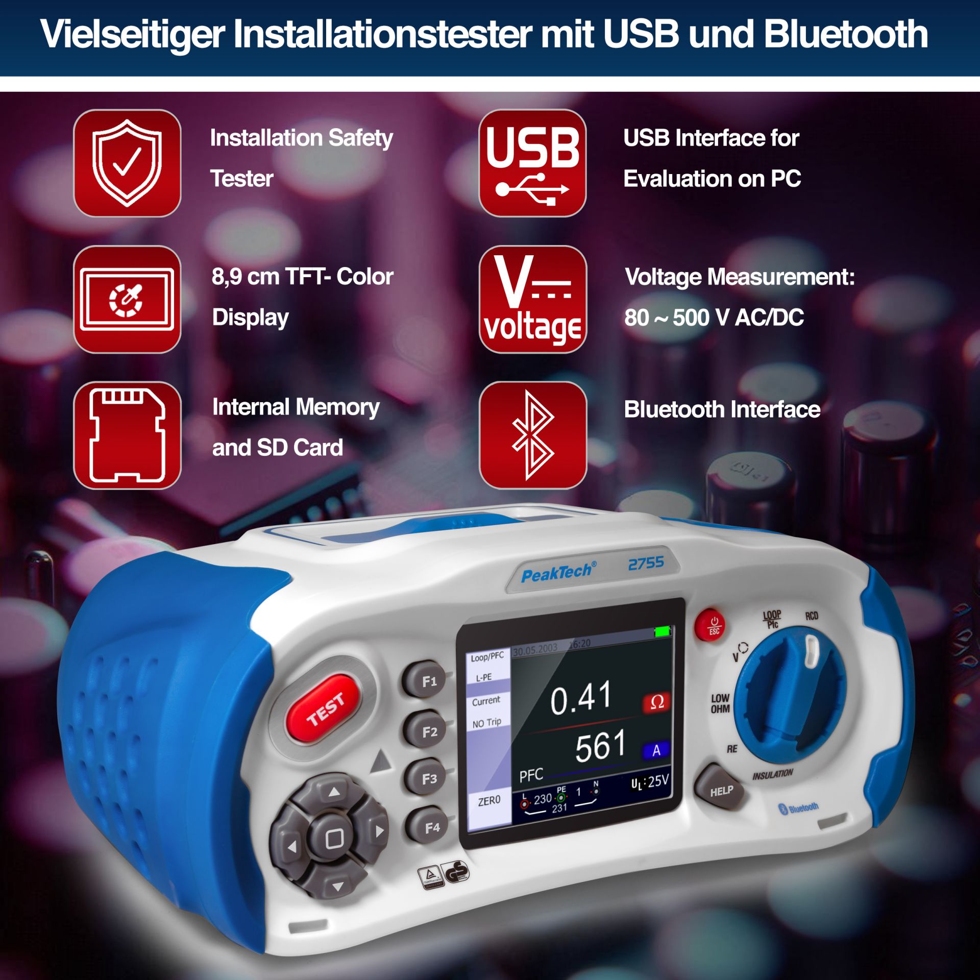 Miete - PeakTech P 2755 Installationstester