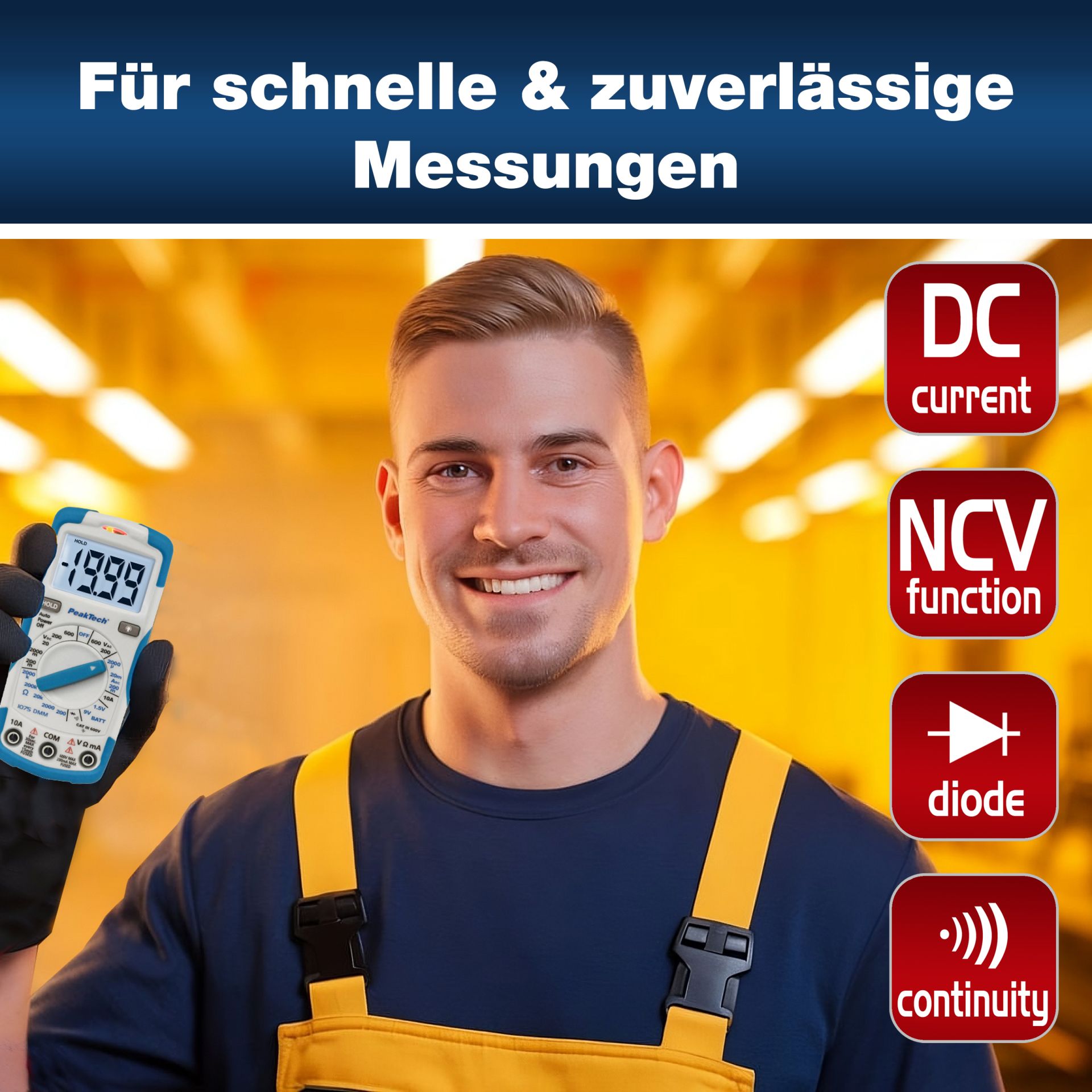 PeakTech P 1075 600V AC/DC Digitalmultimeter ~ 2000 stellige LCD
