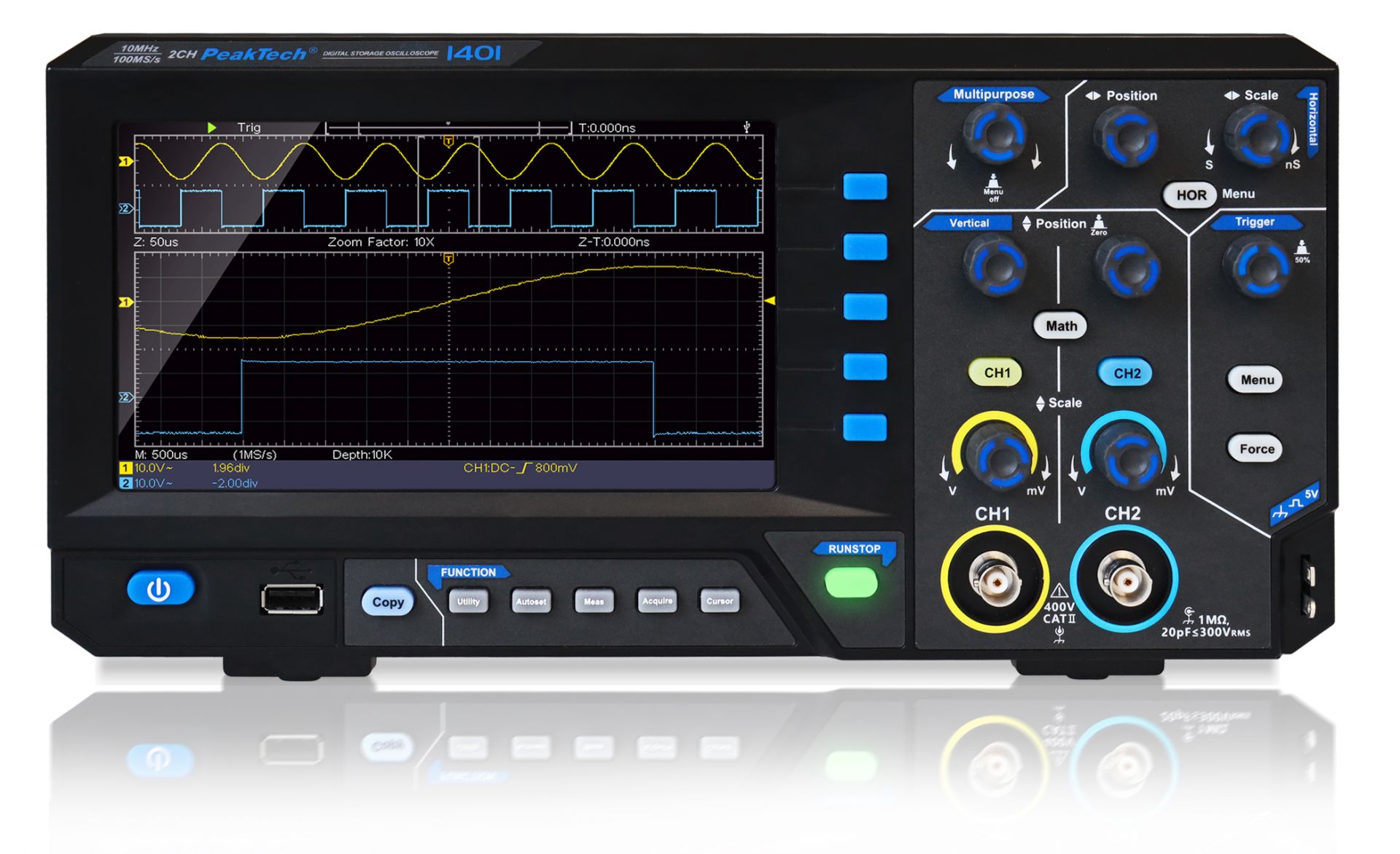 PeakTech P 1401 10 MHz / 2 CH, 100 MS/s Digitalspeicheroszilloskop