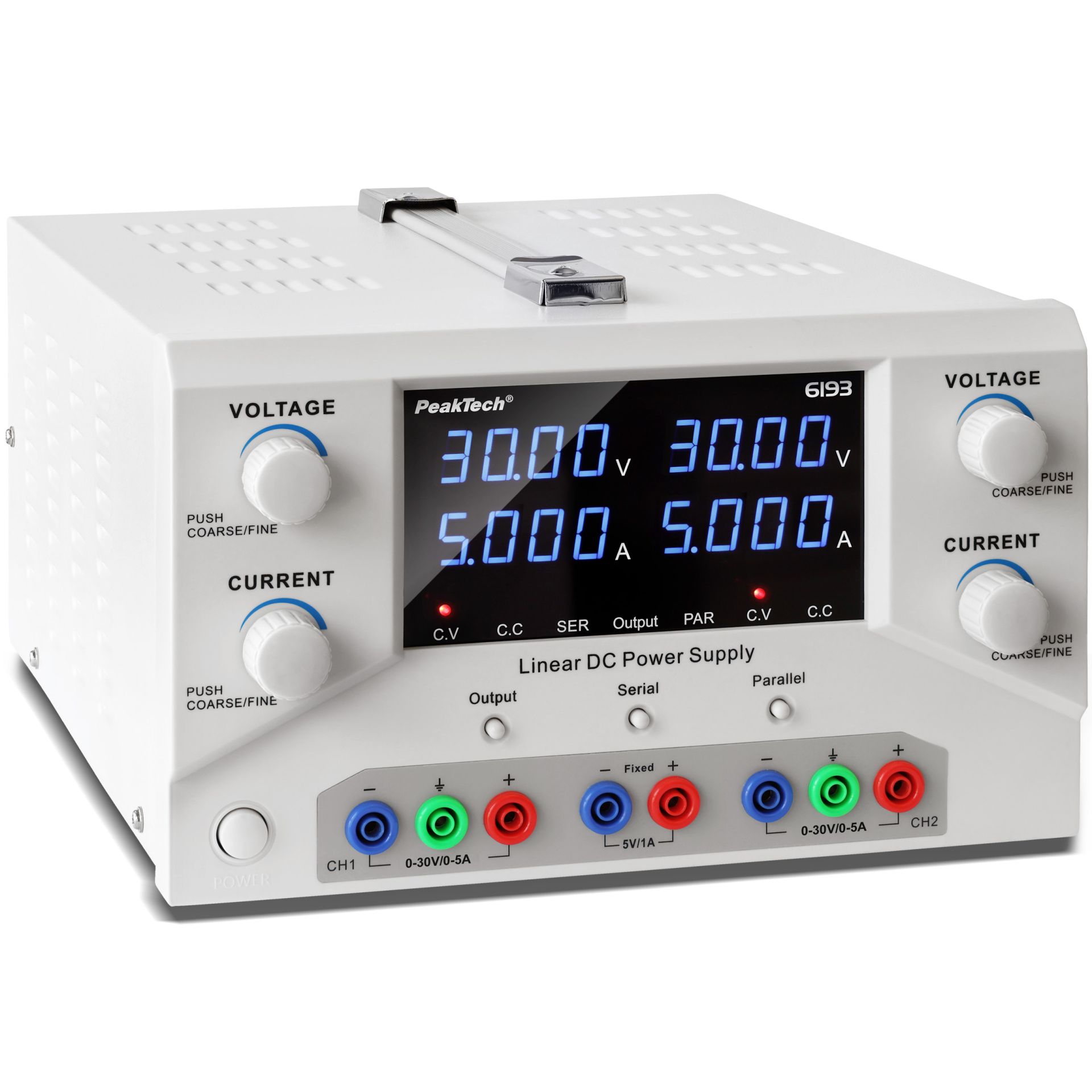 PeakTech P 6193 Digital Labornetzgerät 2x 0-30 V / 0-5 A DC & USB